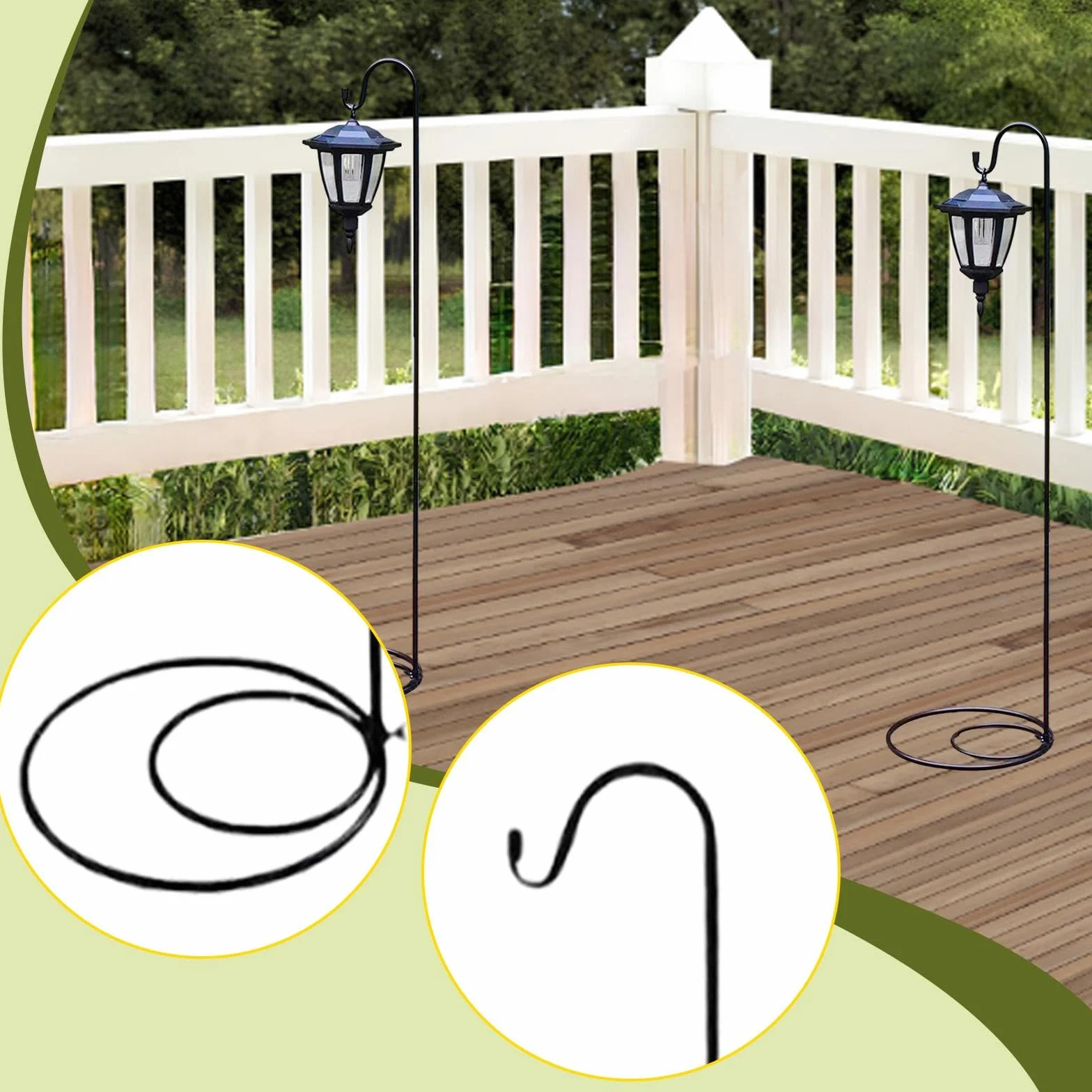 Baoblaze 2 Pezzi Supporti Tipo Gancio da Pastore per Esterni con Base Piatta, 120 Cm, Ferro