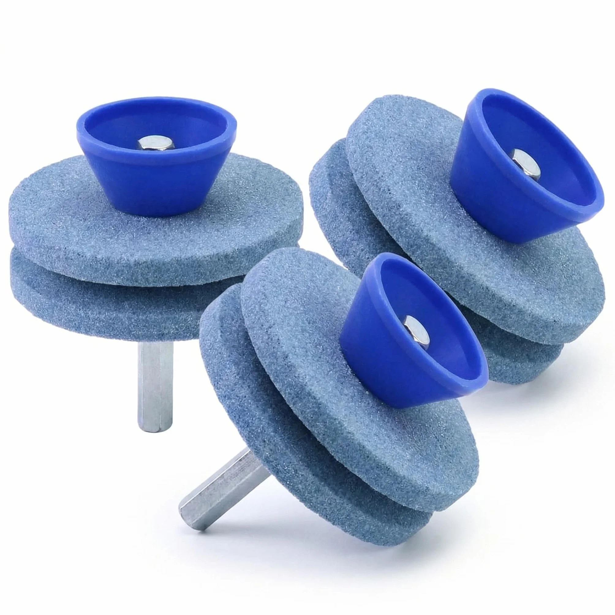 QWORK® 3 Pezzi Affilacoltelli per Lama Tagliaerba, Affila per Attrezzi da Giardino, Compatibile con Trapani Elettrici o Trapani Manuali
