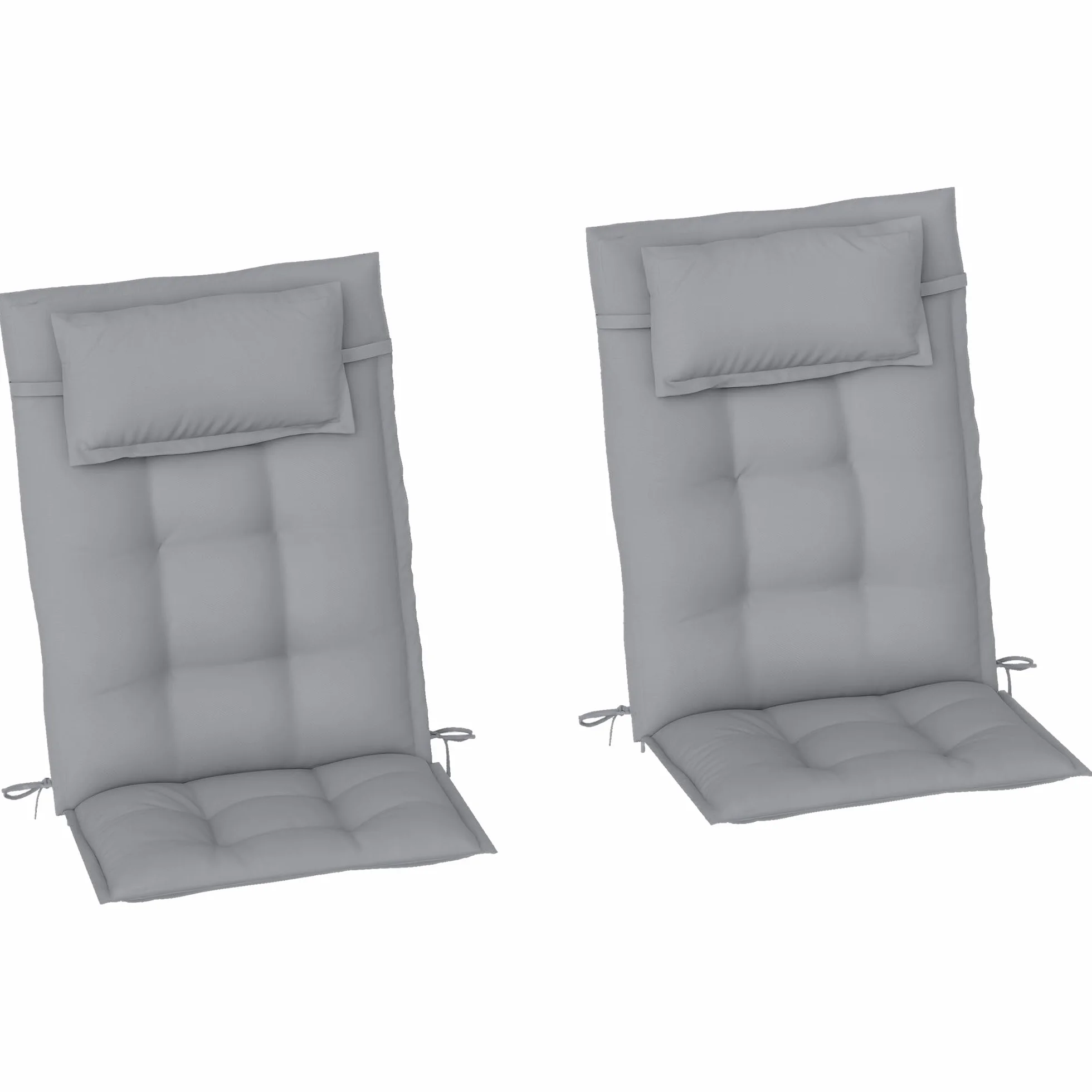 Outsunny set di 2 cuscini per sdraio Cuscino idrorepellente per sdraio da giardino Cuscino per sdraio da spiaggia Cuscino per mobili da giardino 50x116x5 cm, grigio chiaro