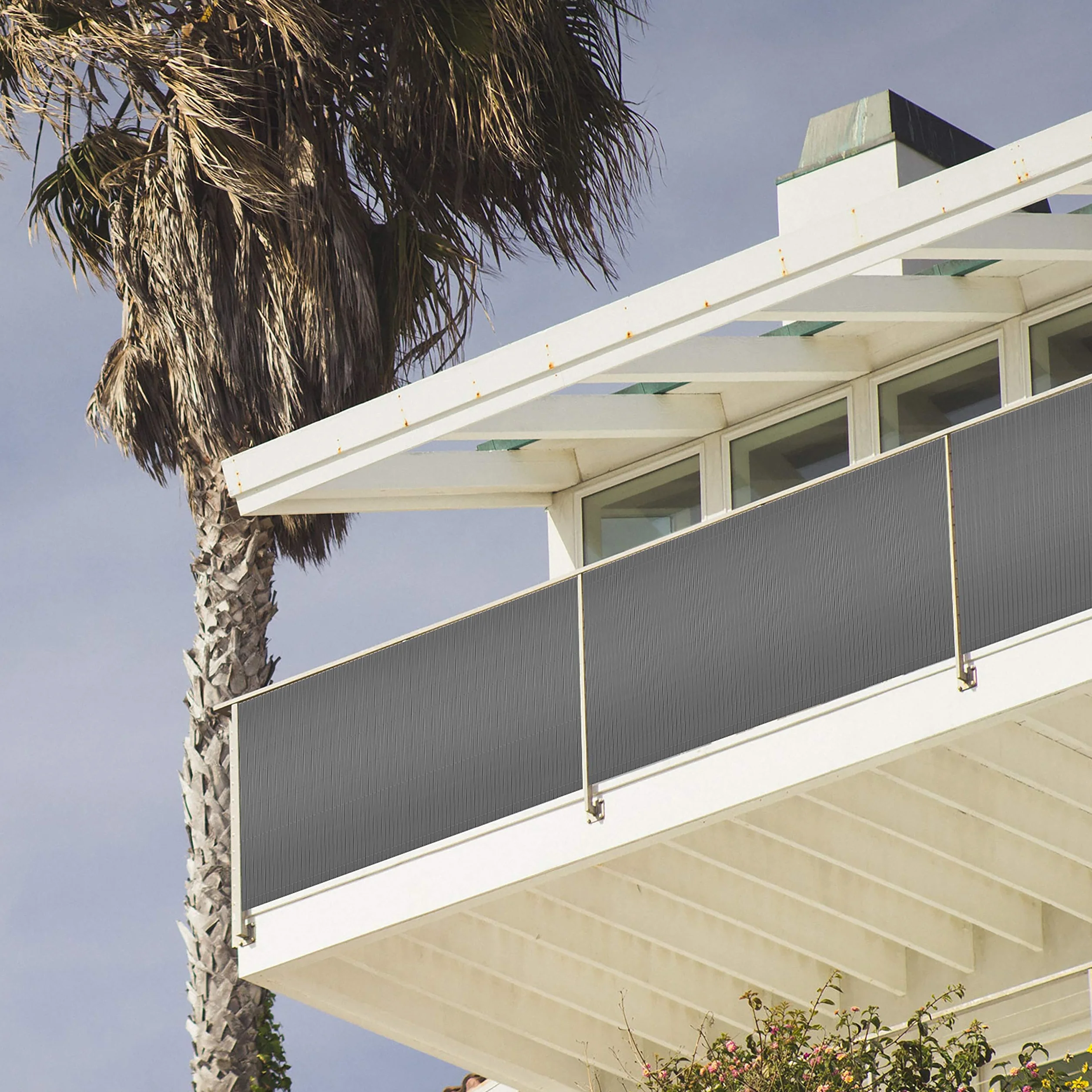 Ribelli Canniccio PVC Recinzione recinto Balcone frangivento, colorazione:Antracite, Distanza:3 Metri, rialzamento:100 cm