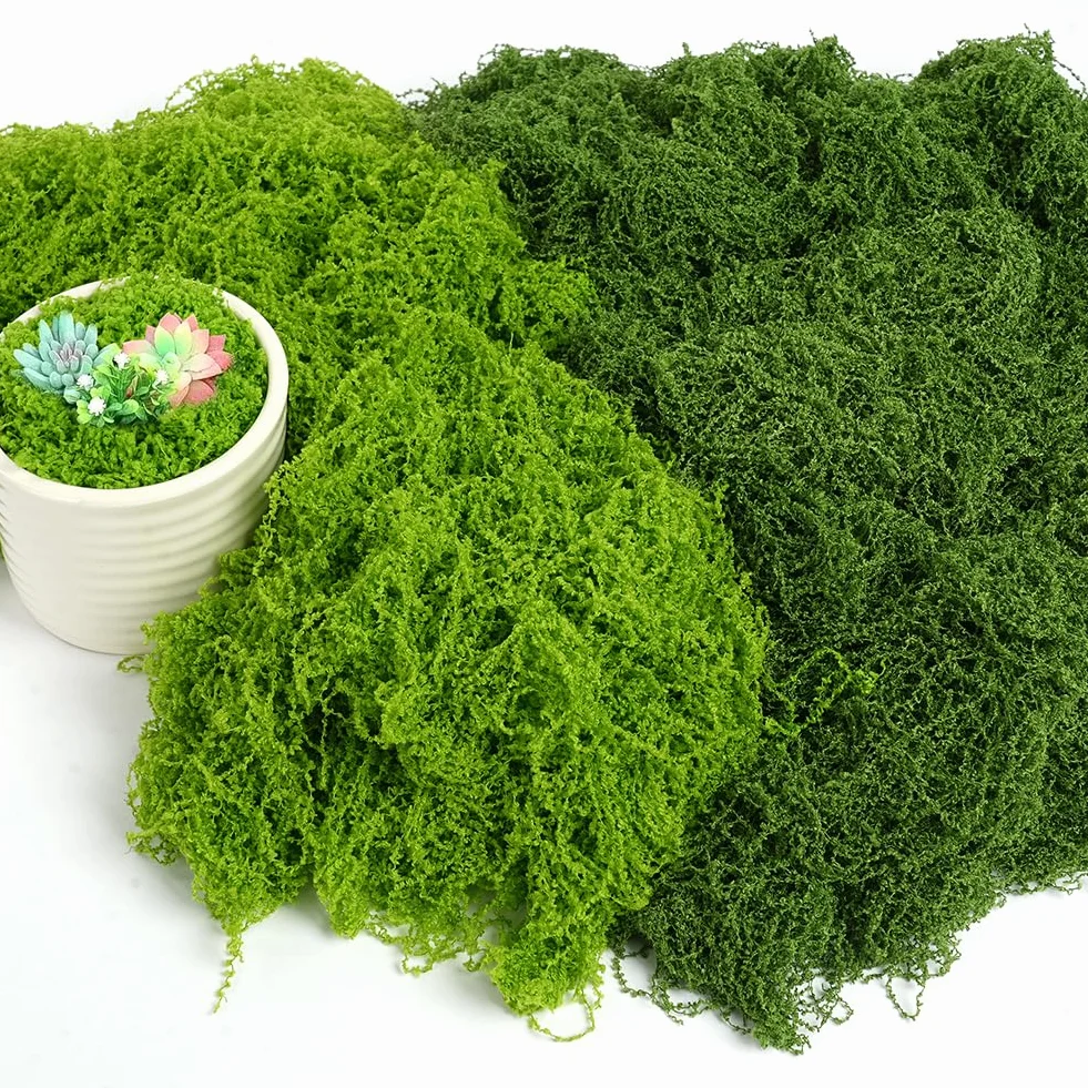 OFFCUP 100g Muschio Stabilizzato Muschio Finto per Decorazioni Muschio Artificiale Muschio Decorativo Lichene Stabilizzato Riutilizzabili per Modellismo Acquari Casa(50g Verde Chiaro+50g Verde Scuro)