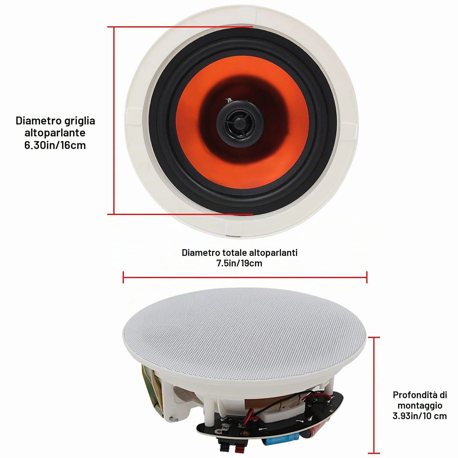 Herdio 6.5 pollici 4PCS 600W Altoparlanti da soffitto Sistema altoparlanti domestici da incasso