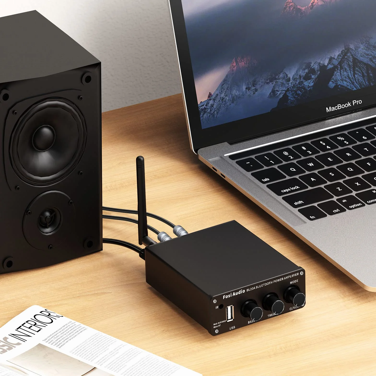 Fosi Audio BL20A 200 Watt Amplificatore Audio Bluetooth 5.0 Stereo Mini Hi-Fi Classe D Integrato