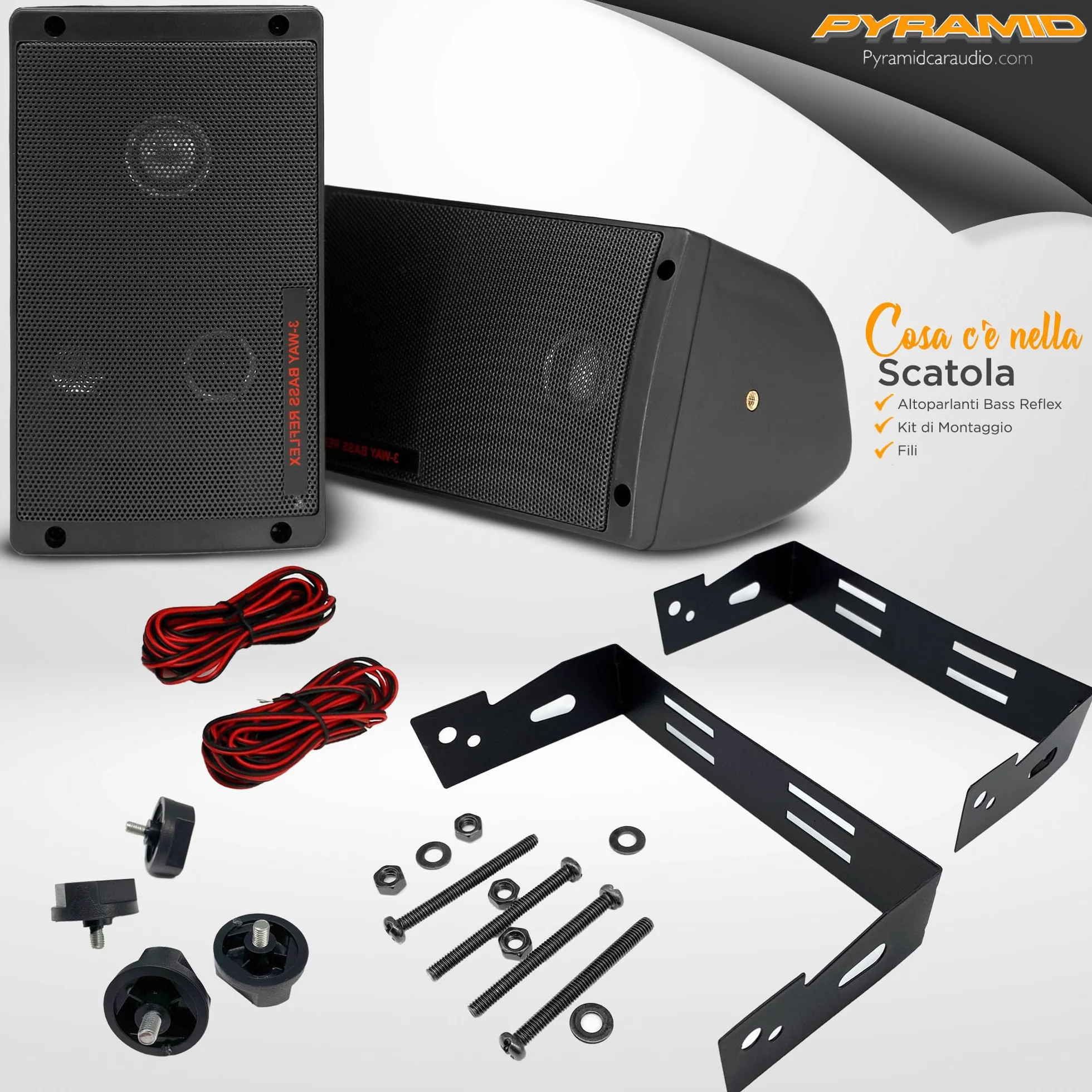 Pyramid Casse Audio Speaker 300 Watt Sistema Altoparlanti 3 Vie Montabile Diffusori Esterni Interni