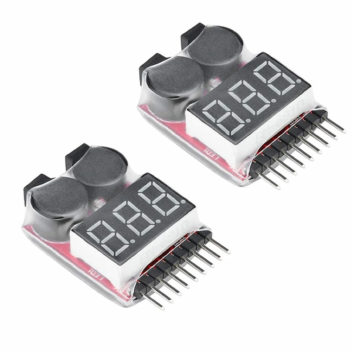 ARCELI RC 1-8s Lipo Battery Tester Monitor Low Voltage Buzzer Voltage Checker con LED per Lipo Life LiMn Li-ion (2PCS)
