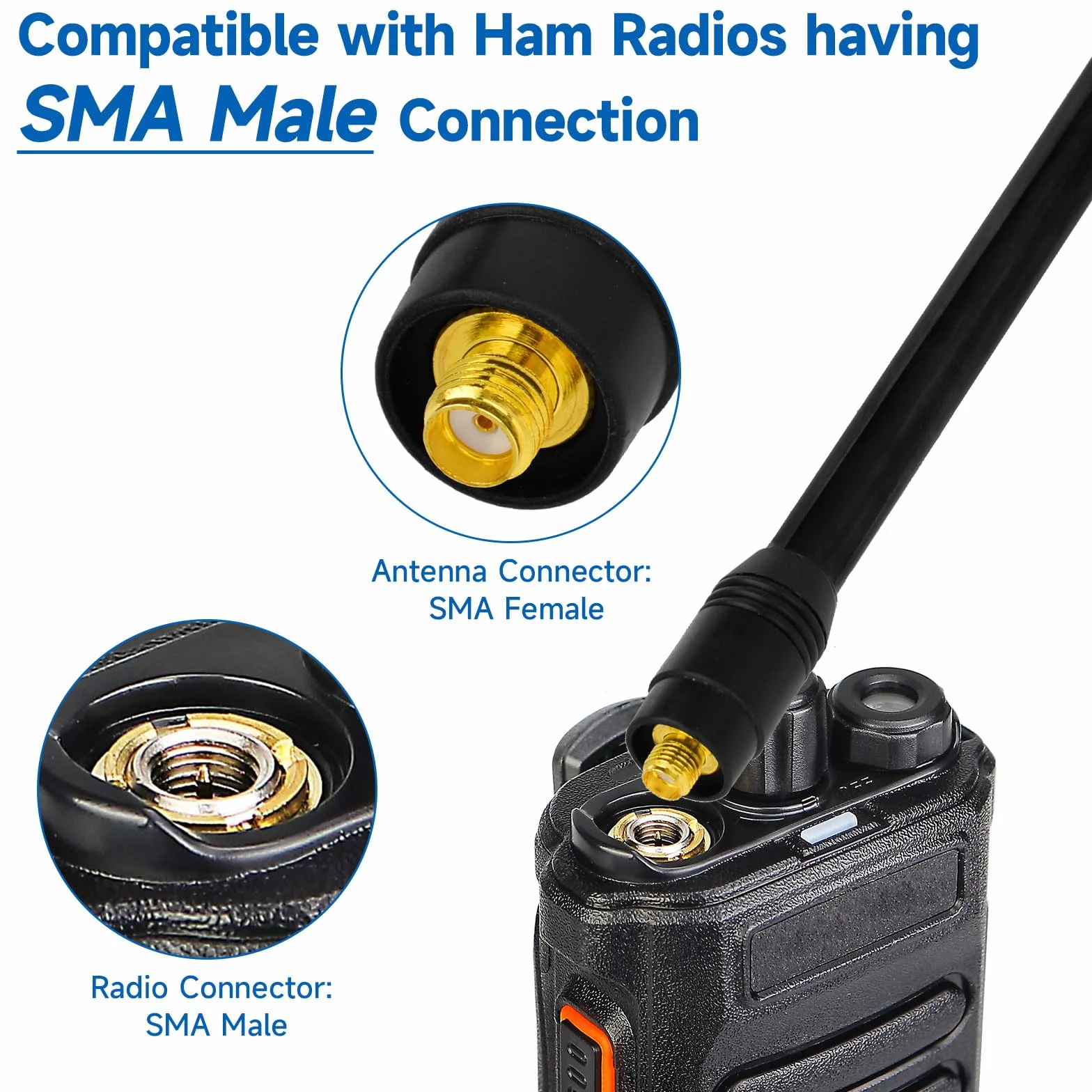 Eightwood Walkie Talkie Antenna Dual Band 144/430 MHz SMA Telescopica per Baofeng UV-82 UV-5R RT Quansheng