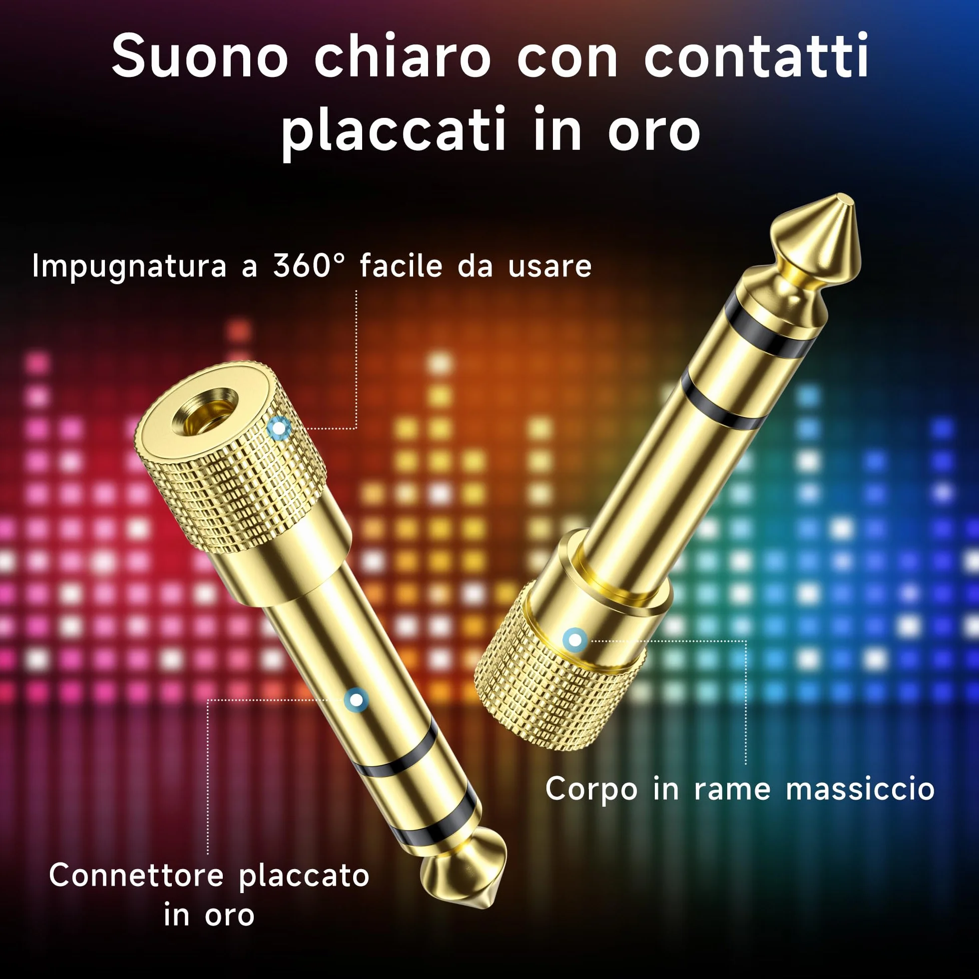 Cable Matters Confezione da 5 adattatori per cuffie 3,5 mm a 6,35 mm AUX jack