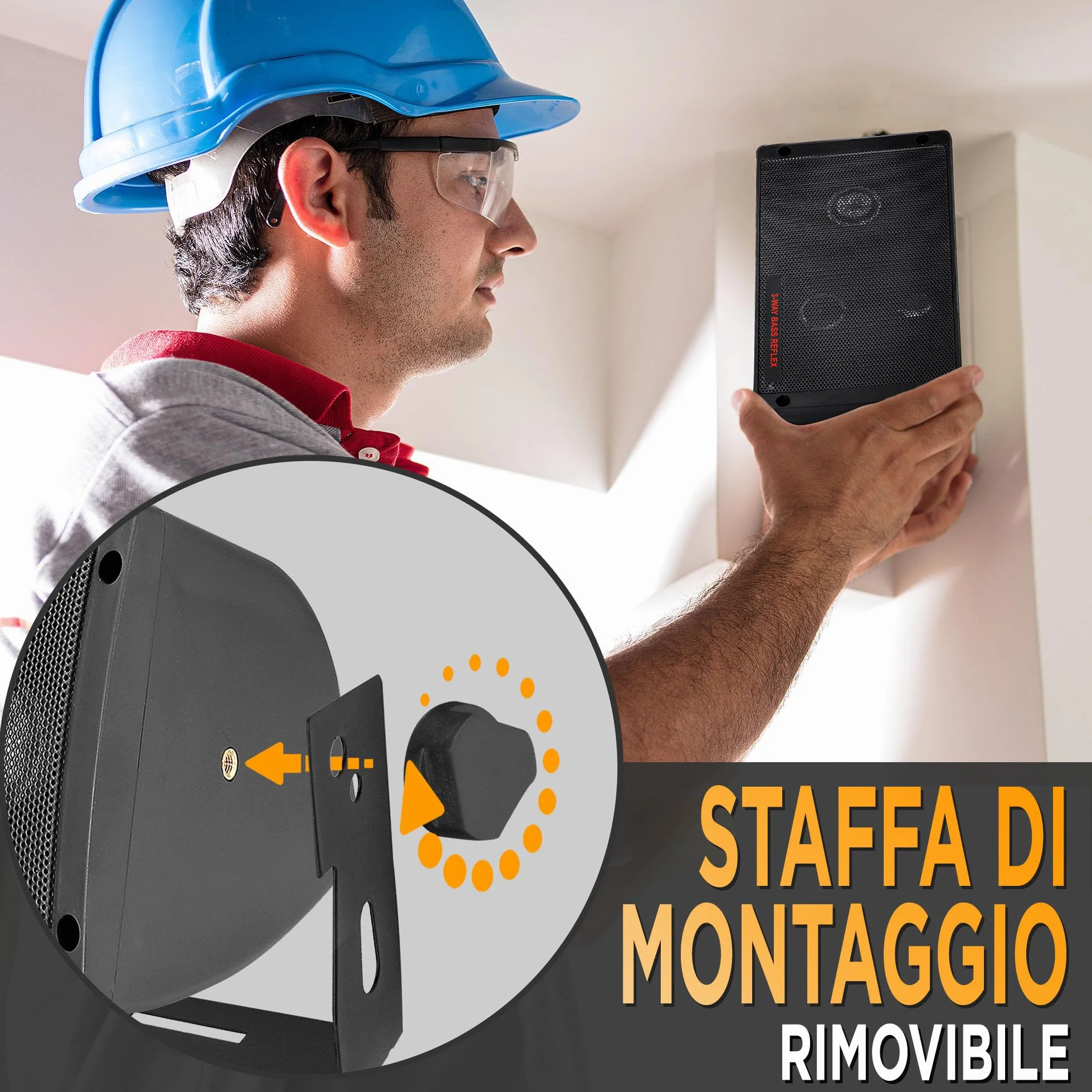 Pyramid Casse Audio Speaker 300 Watt Sistema Altoparlanti 3 Vie Montabile Diffusori Esterni Interni