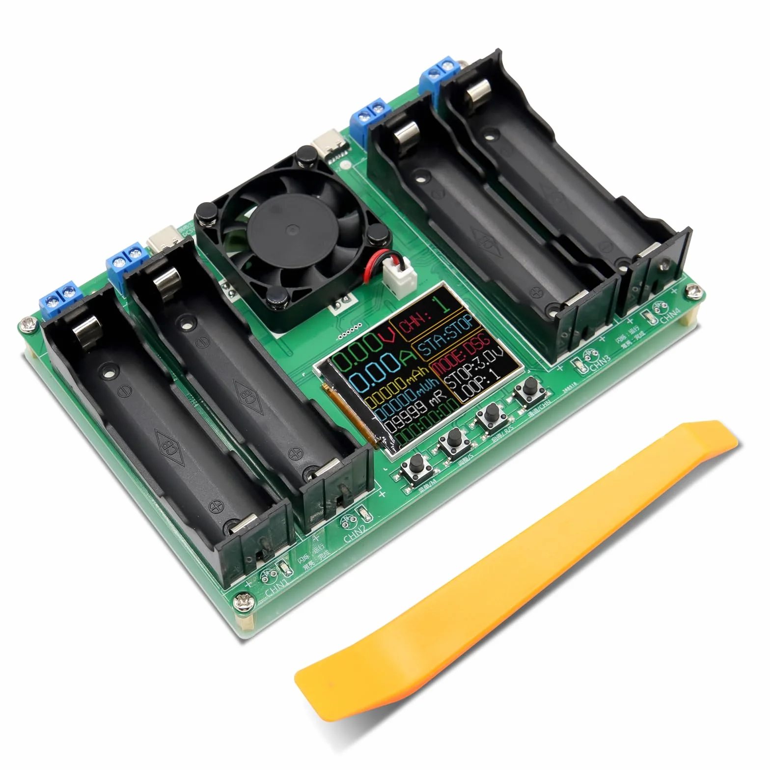 AYWHP Tester di capacità della batteria 4 canali 18650 con tipo C display LCD per batteria al litio