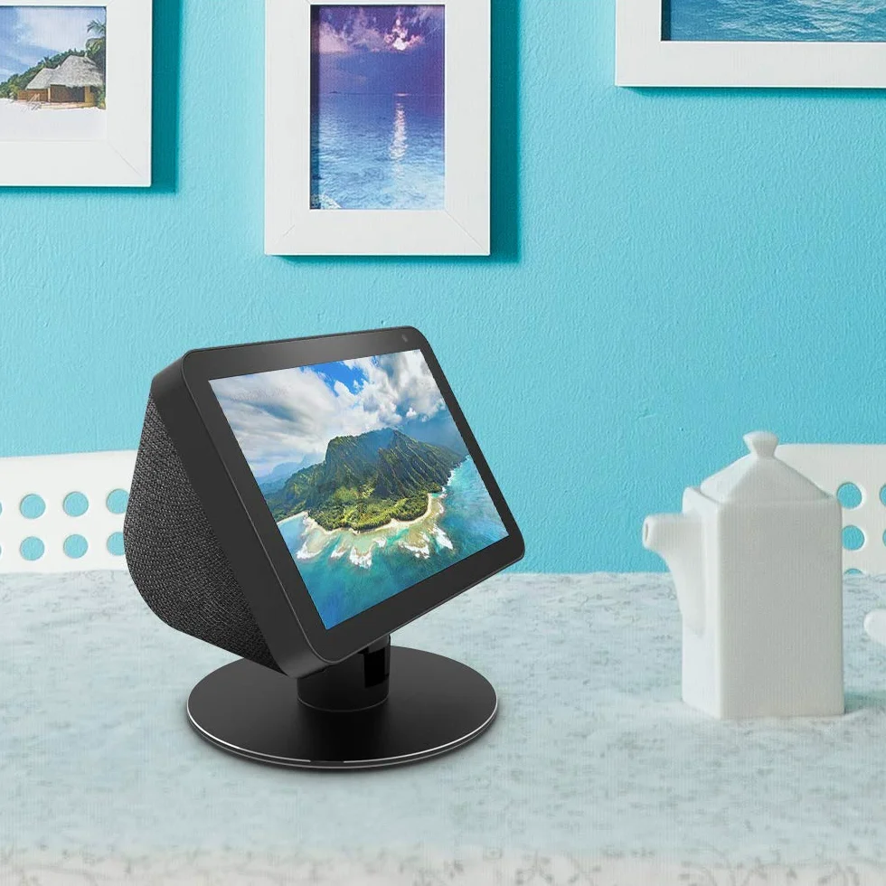 Supporto regolabile per Echo Show 8, Nero, rotazione 360° orizzontale, base nera