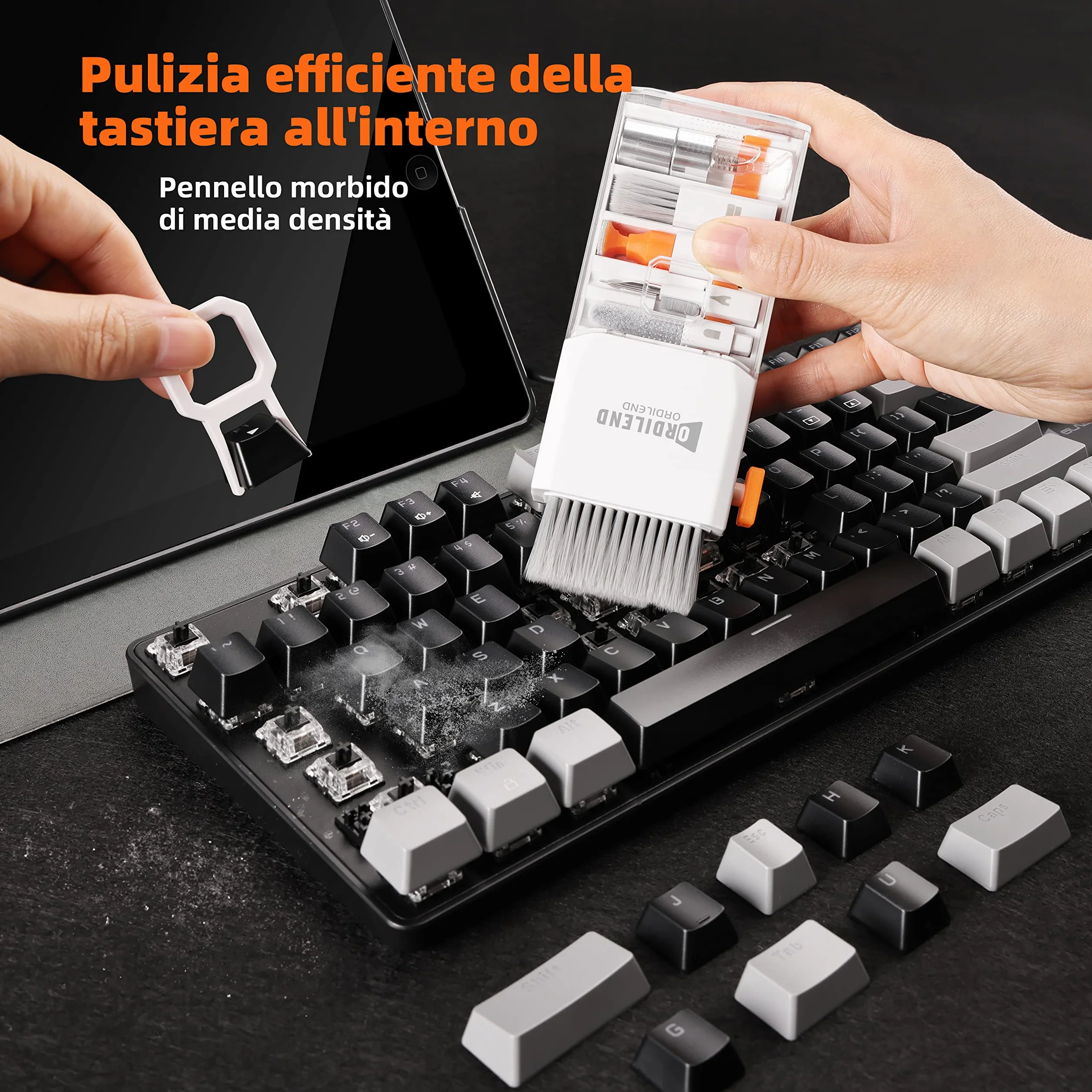 Ordilend Kit di Pulizia per iPhone Airpods Tastiera Laptop Screen Cleaner PC Computer Tablet Camera Lente Earbuds Bianco