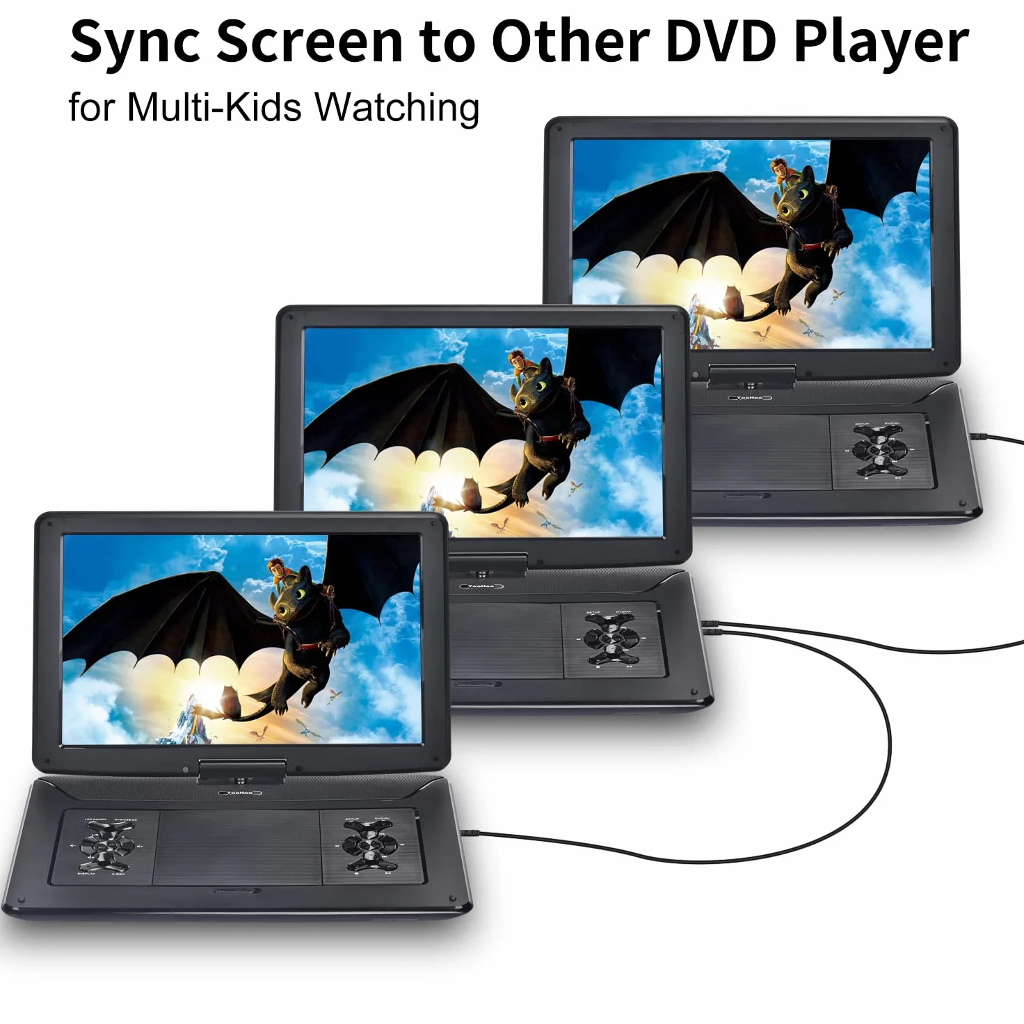 YOOHOO Lettore DVD Portatile 18" Schermo Girevole HD 15,6" Batteria Ricaricabile Multiregione