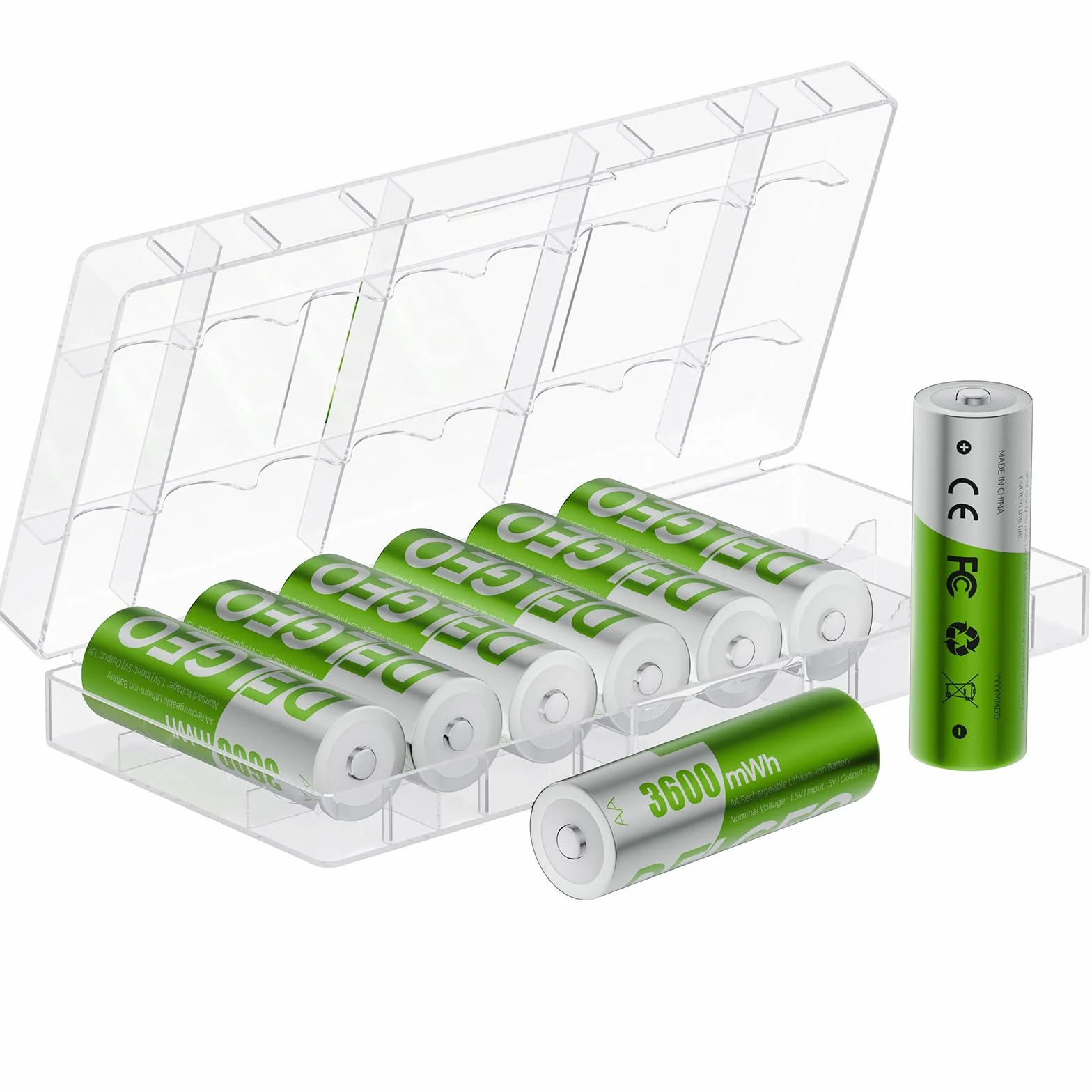 Batterie Ricaricabili AA al Litio 8 Pezzi 3600mWh 1,5V Lunga Durata