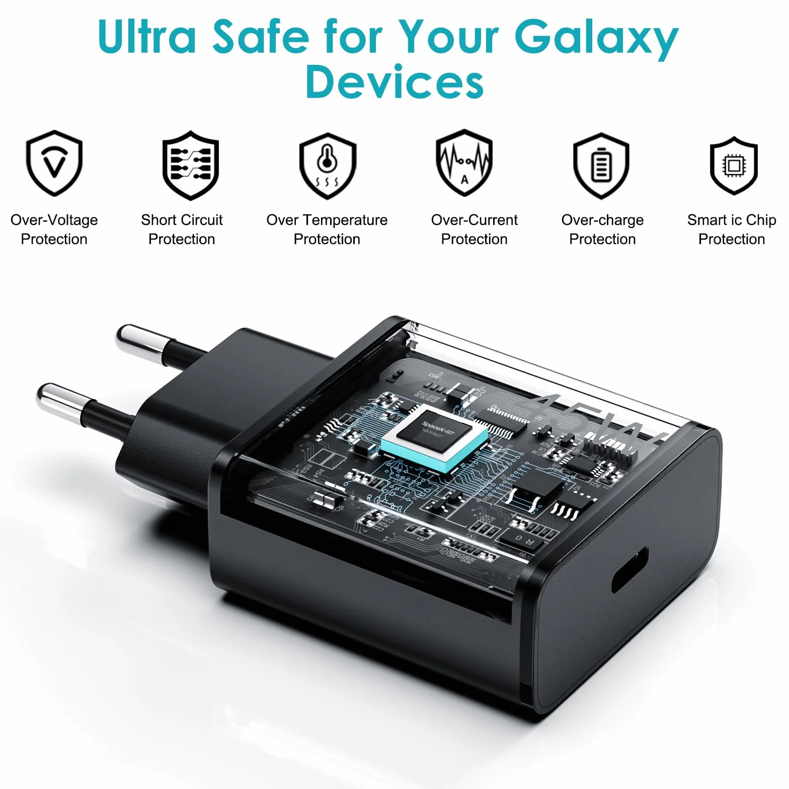 Caricatore rapido USB C 45 W con cavo tipo C 2 m per Samsung Galaxy S25 S24+ S24 Ultra S23+ S23 Ultra S22 Note20 A54 A53 Z Fold5 Fold4 Tab adattatore di alimentazione