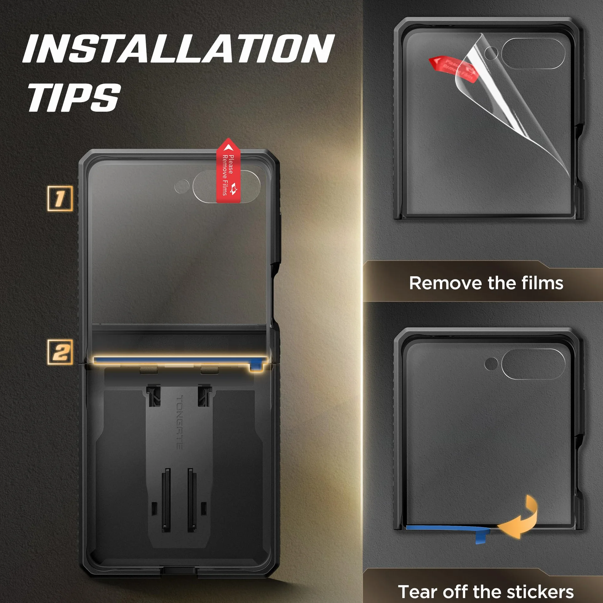 Tongate Custodia Flip Seven per schermo con protezione, nero