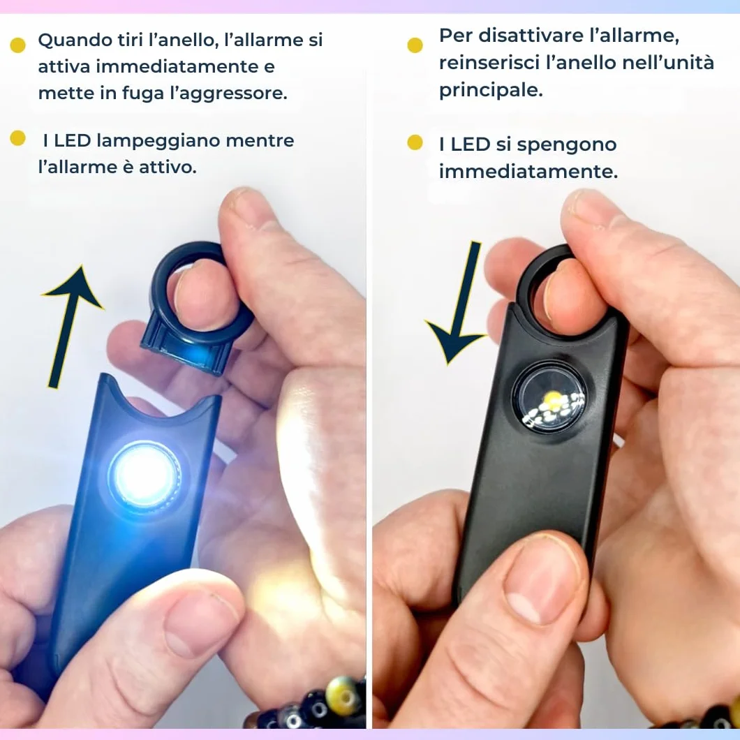 VOLTEK Zestaw alarmowy osobisty z gwizdkiem, 135 dB, USB-C, czarny