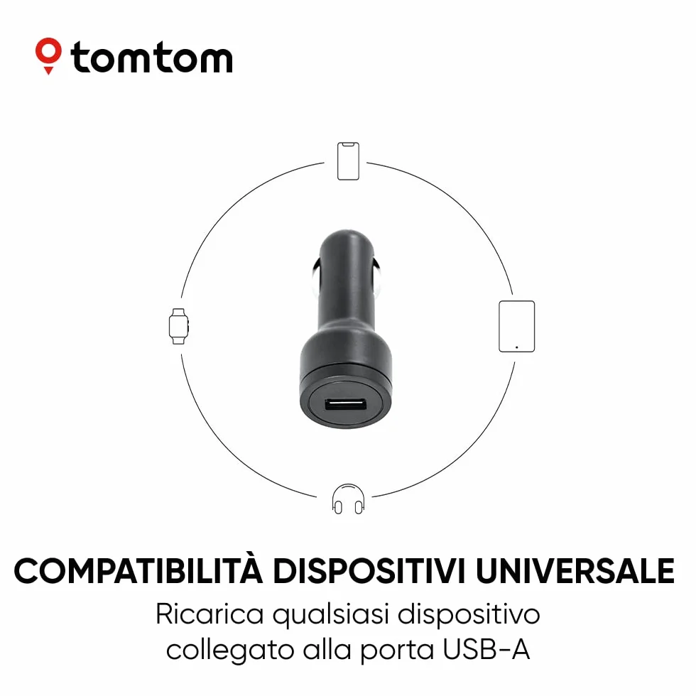 TomTom Caricatore Auto e Cavo USB per Navigatore 7" GO Discover