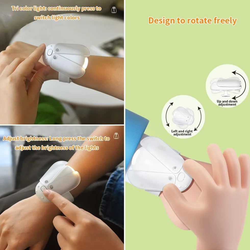 Firefly Mini luce da polso ricaricabile LED occhio protezione lettura 3 temperatura colore regolabile