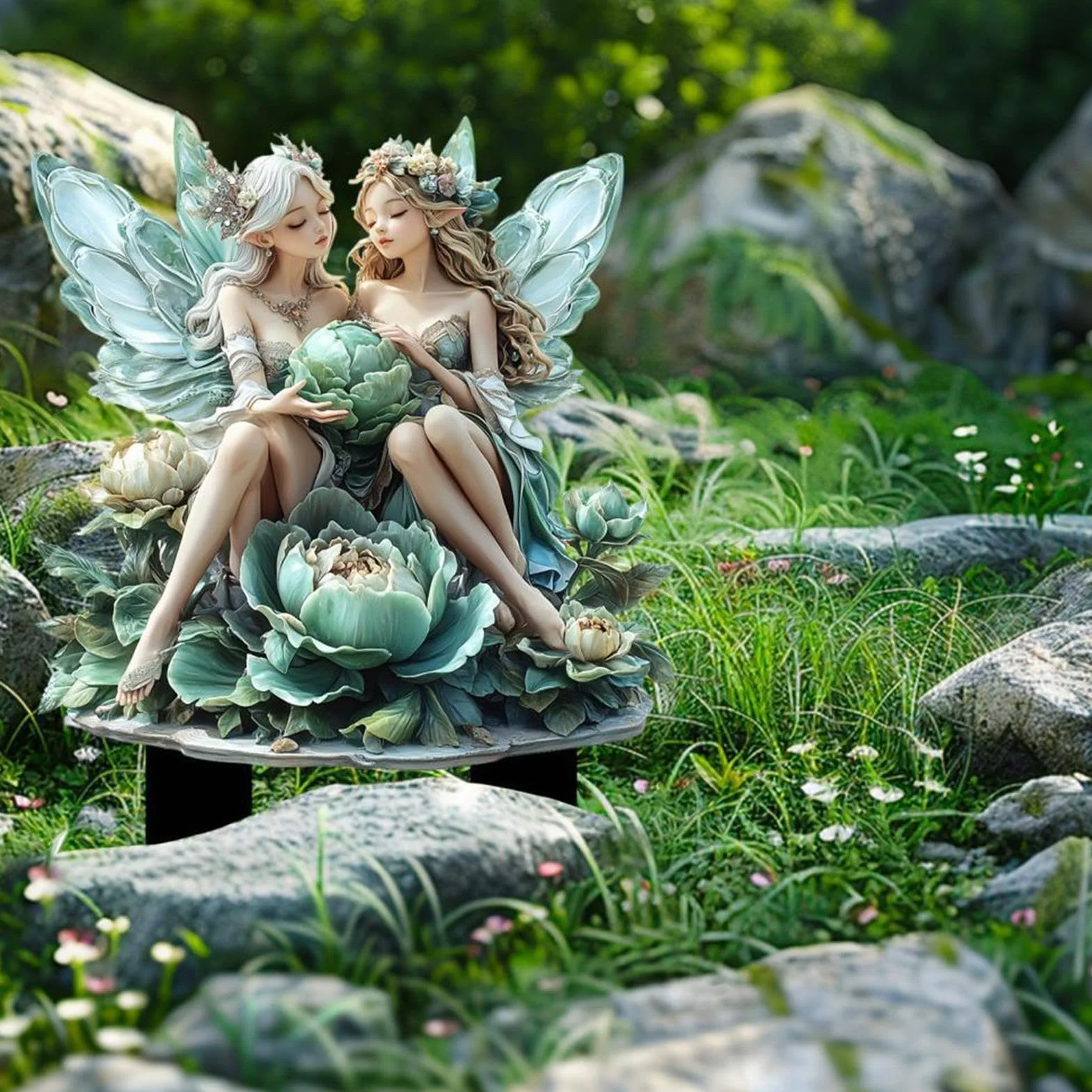 Ornamento da giardino in resina a forma di fatina, statuetta da giardino delle fate, in resina resistente alle intemperie e disegni stravaganti per decorazione esterna, ideale per