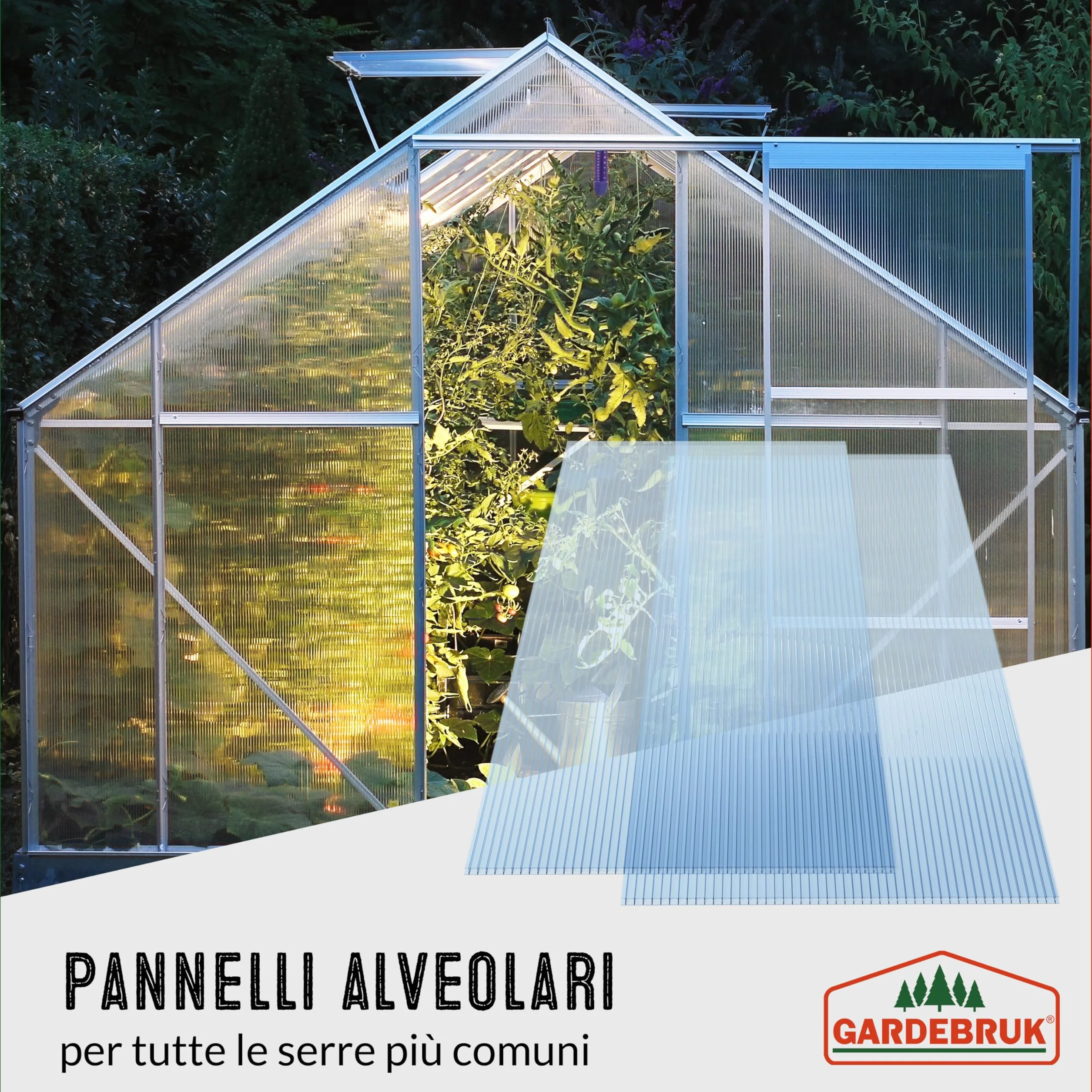 GARDEBRUK® 14 Fogli Policarbonato Alveolari 4mm 121x60,5cm 10,3m² Pannelli Copertura Tettoia