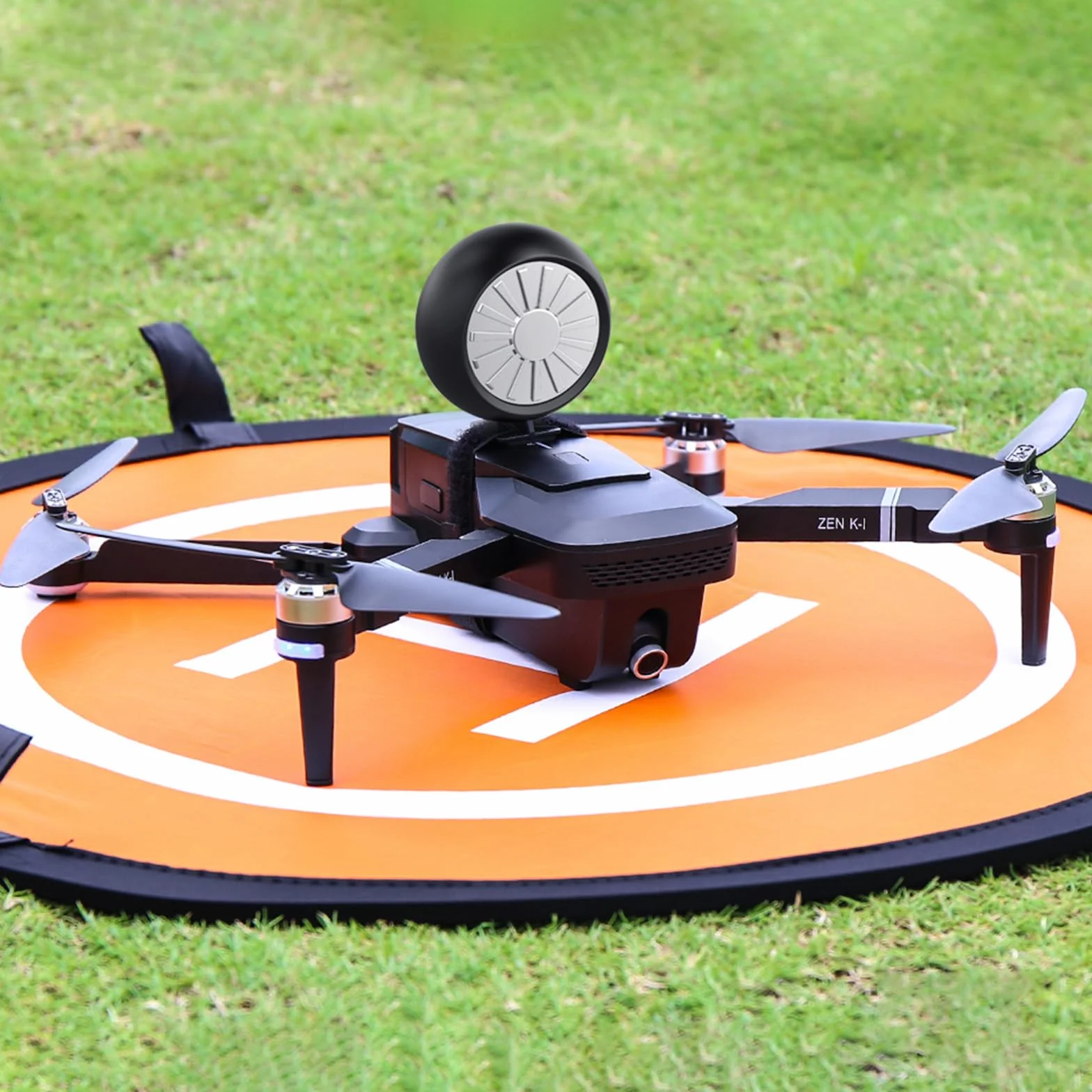 Helipad Dronepad, Drone Landing Pad, Pieghevole, Tappeto di Atterraggio, Arancione, Diametro 55cm, con Borsa