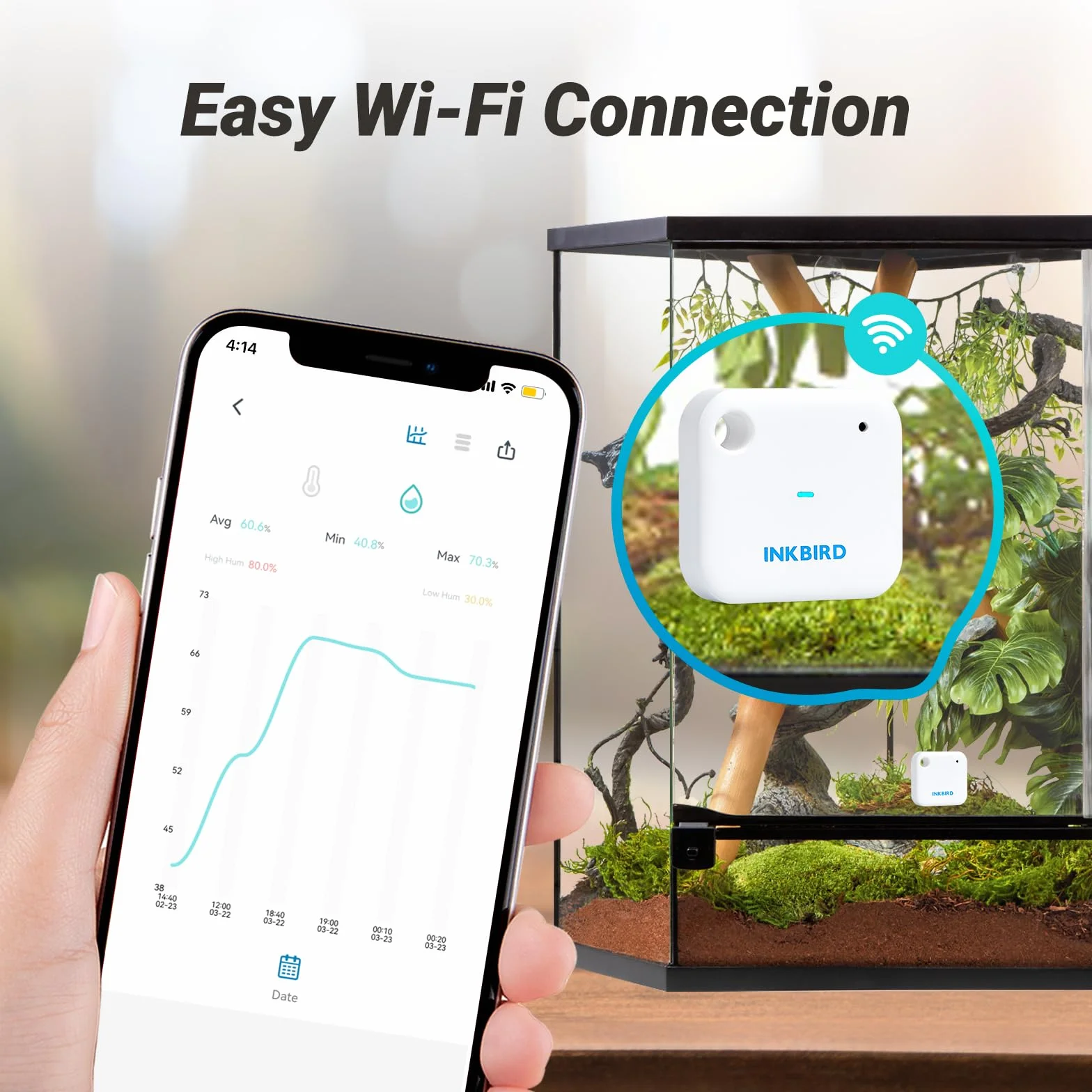 Inkbird Termometro e Igrometro WiFi Sensore Temperatura Umidità Interno App