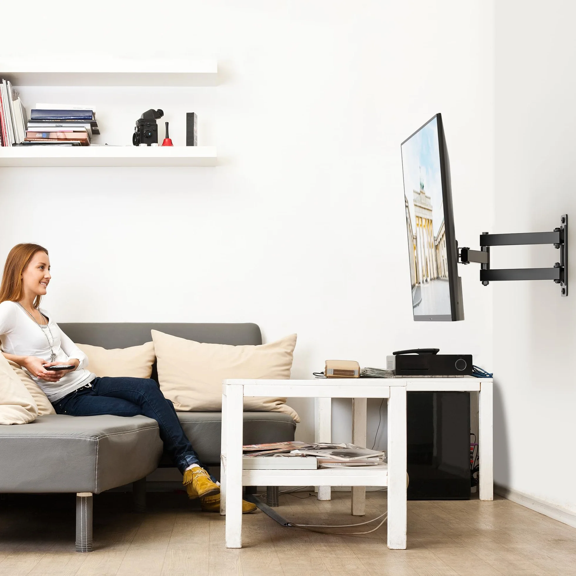 BONTEC Supporto TV Parete 13-42 Pollici, Staffa TV Universale Girevole Inclinabile Rotazione 360°, VESA 200x200, 20 Kg