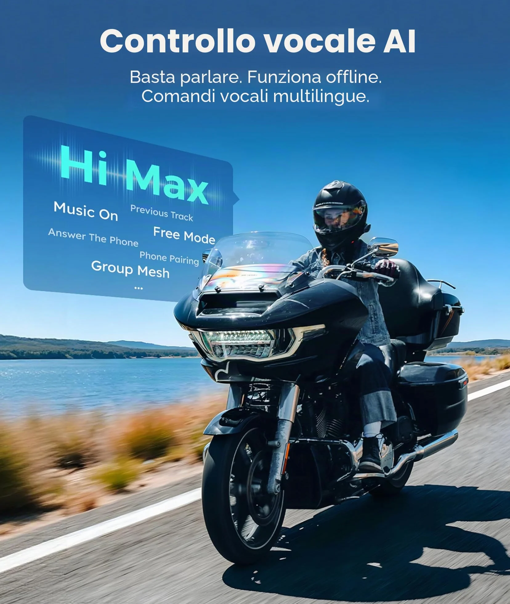 ASMAX F1S Interfono Moto Bluetooth 5.3 Mesh per 10 Piloti IP67 Antirumore