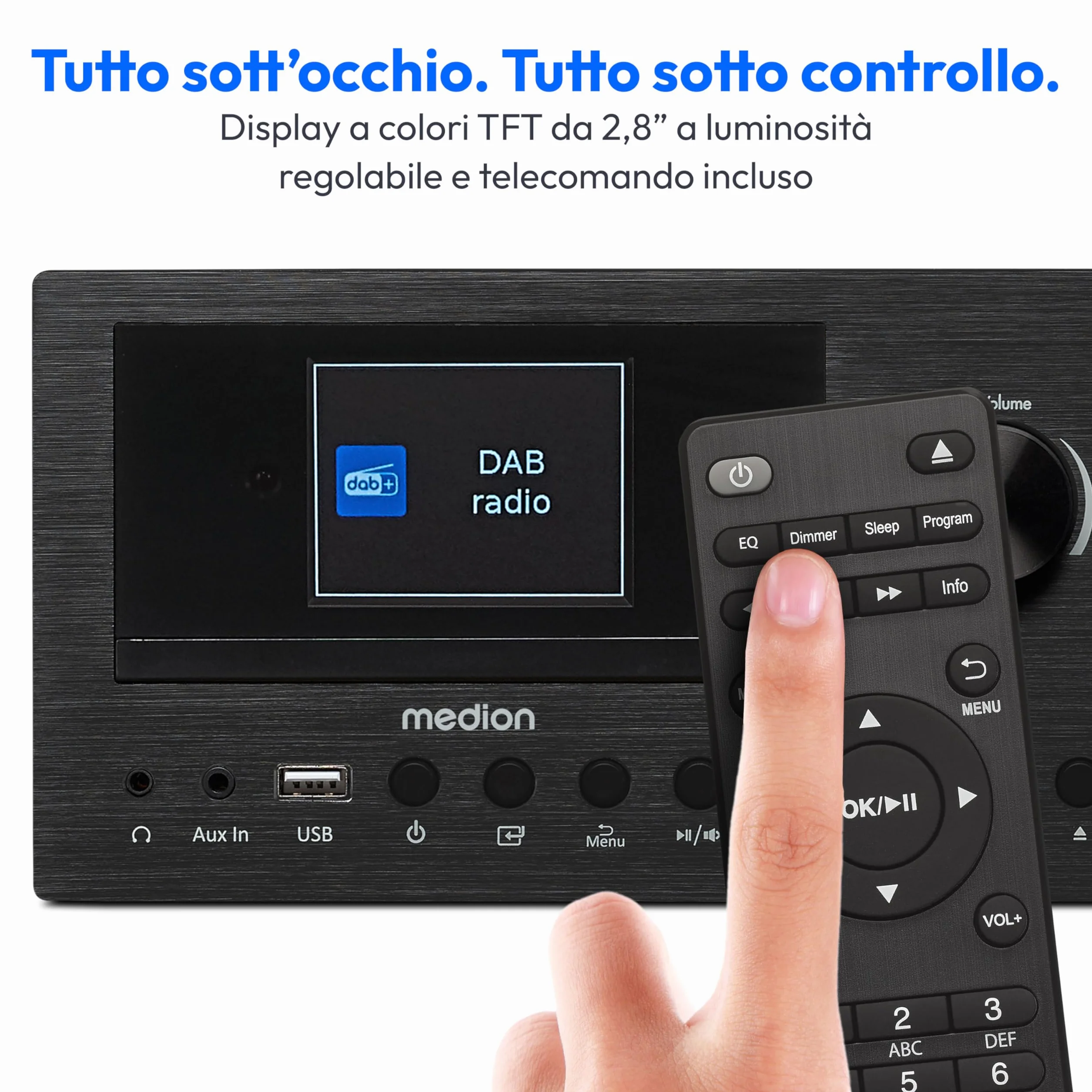 MEDION P85003 Micro Audio System Radio Internet Dab+ FM Bluetooth USB AUX 2x150 W Nero