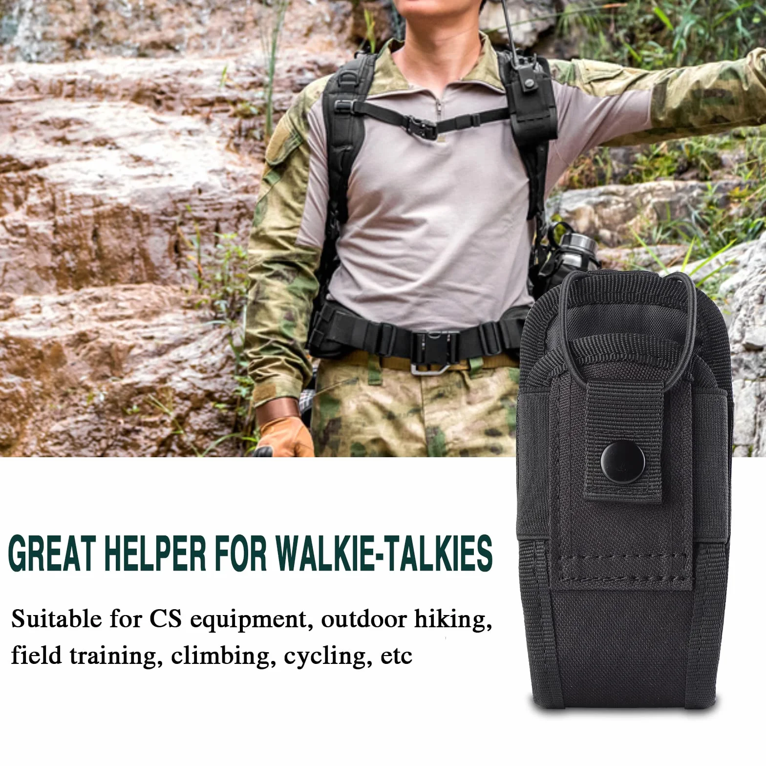 Kyrio Molle porta radio Walkie Talkie Pouch Case per cintura di servizio fondina tattica