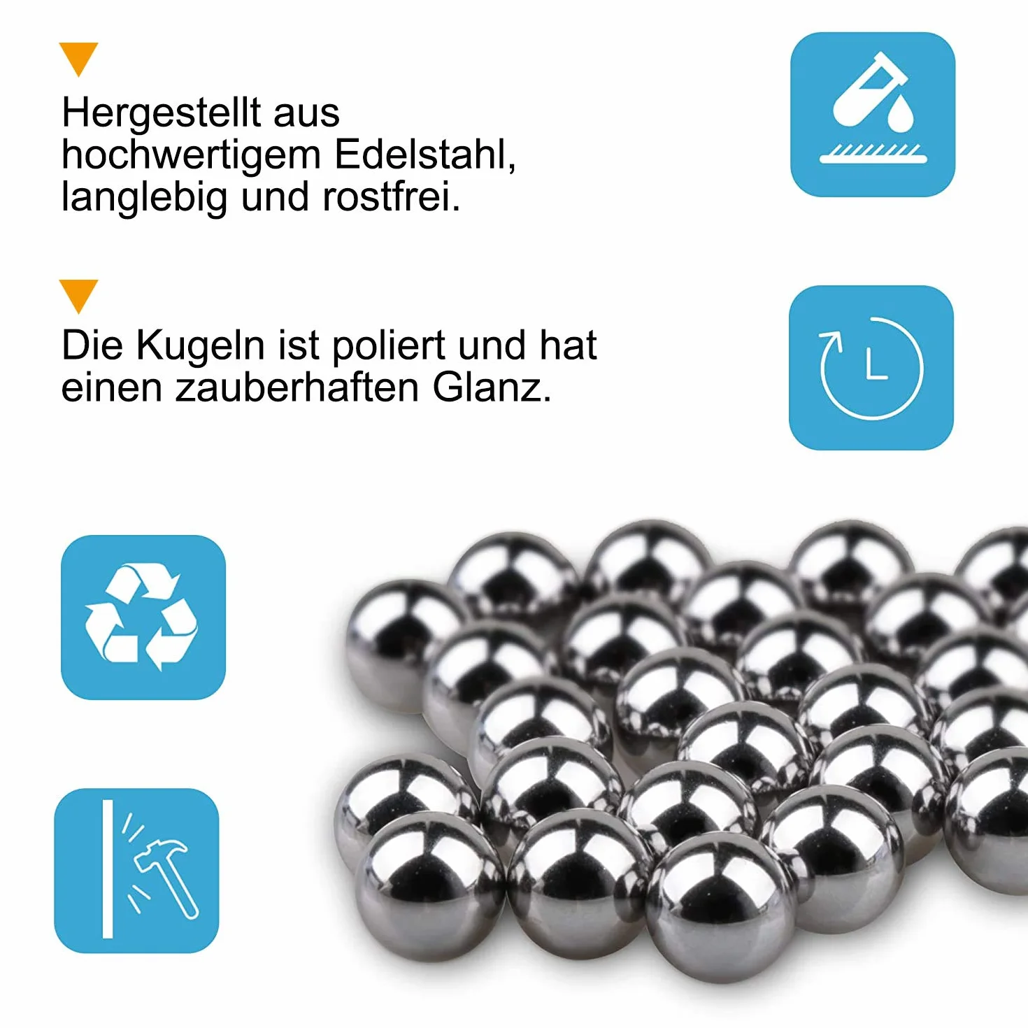Sfera in acciaio Inossidabile, Sfere Solide Lucidate, Diametro 10 mm, 30 Pezzi