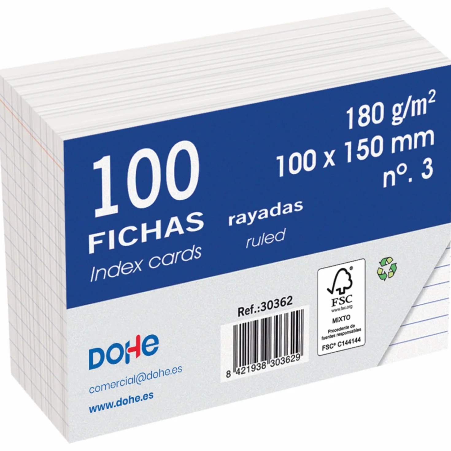 Schede a righe di cartone A6 180 g/m² 100 pz. Bianco