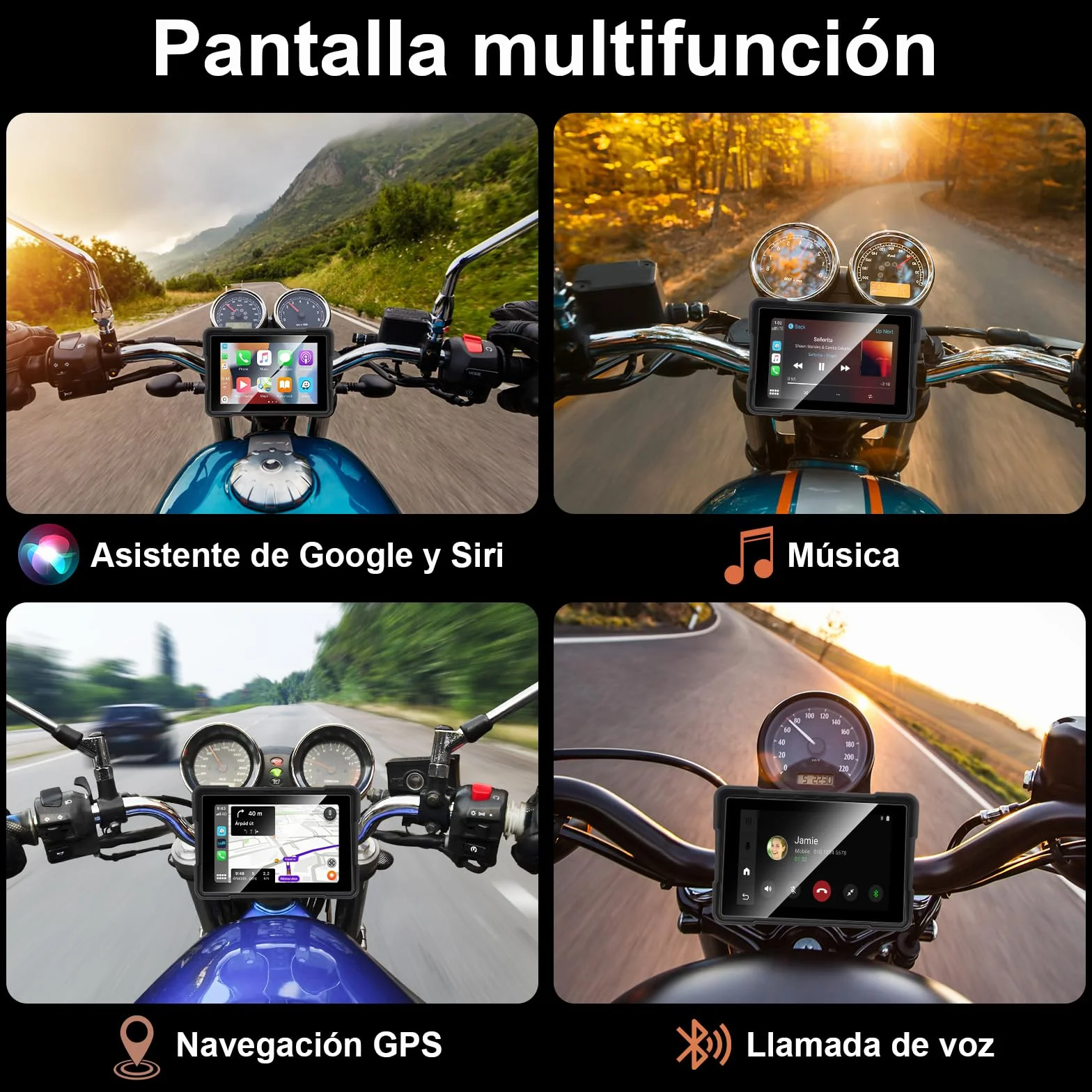Navigatore Auto Portatile CarPlay Android Auto per Moto 5 Pollici Impermeabile Touchscreen