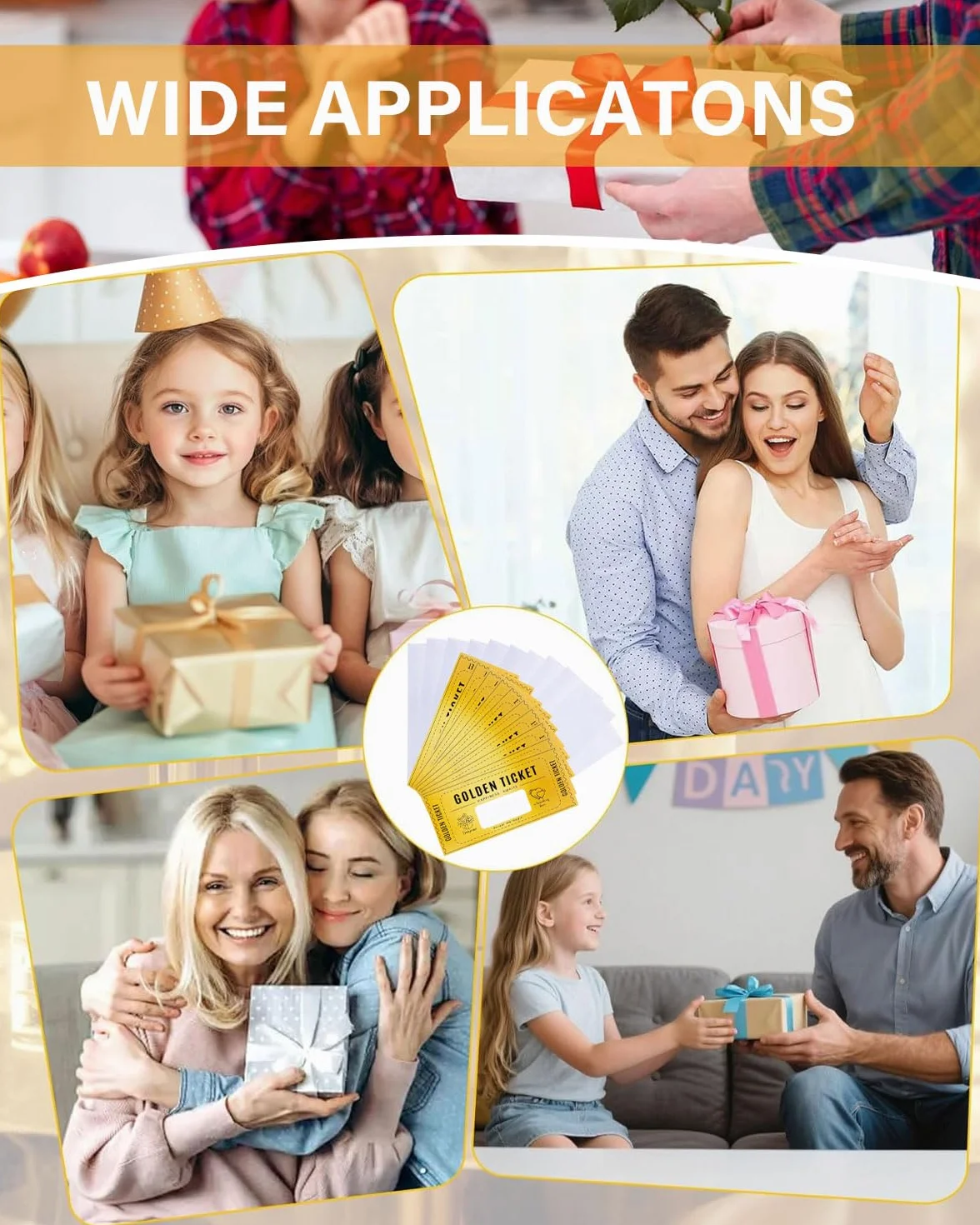 Biglietto Regalo Personalizzabile Golden Ticket Gratta e Vinci 5 Pezzi