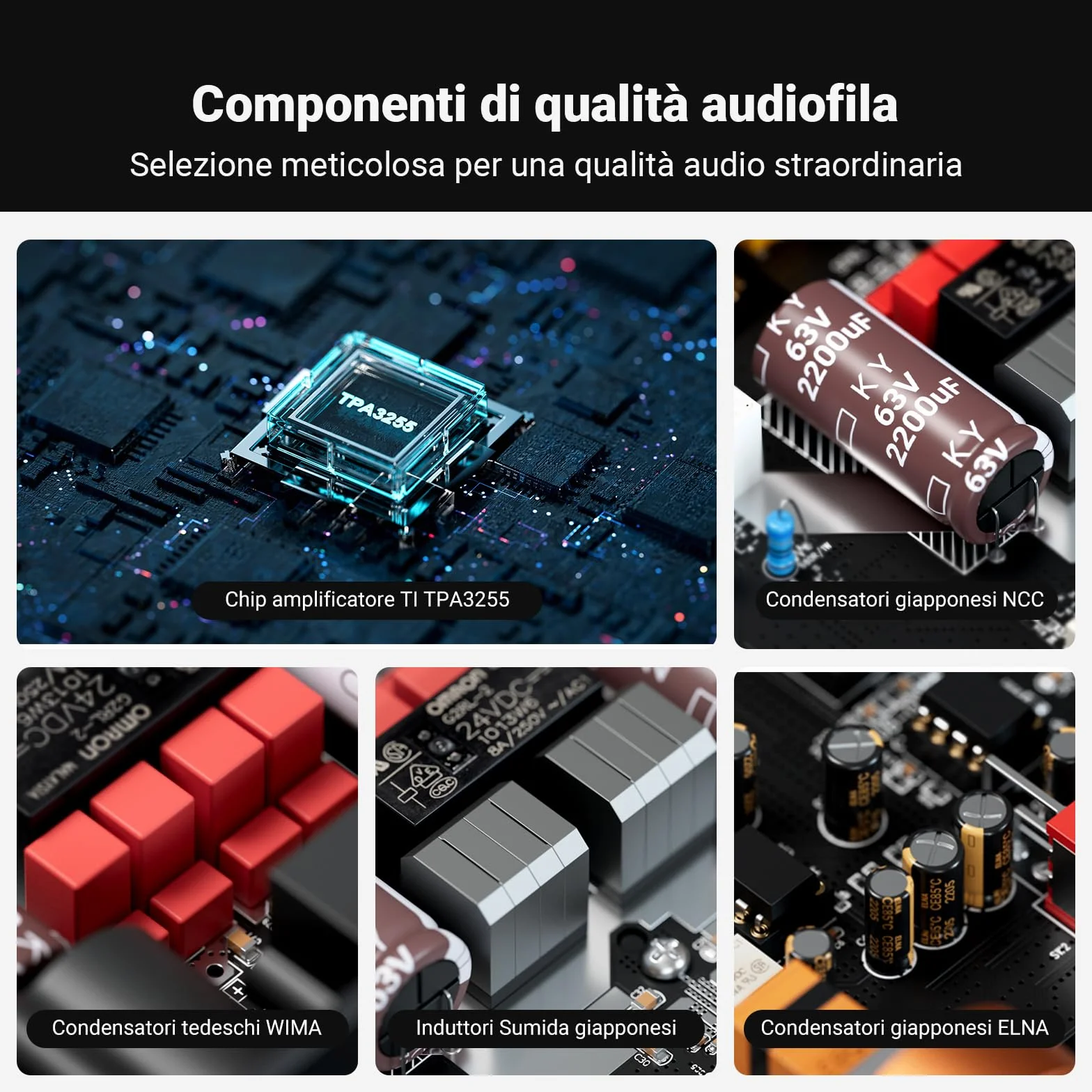 Fosi Audio ZA3 Amplificatore HiFi Stereo/Mono Bilanciato, Mini Amplificatore Audio Monoblocco, XLR RCA 12V Trigger-in, Alimentatore 48V/5A
