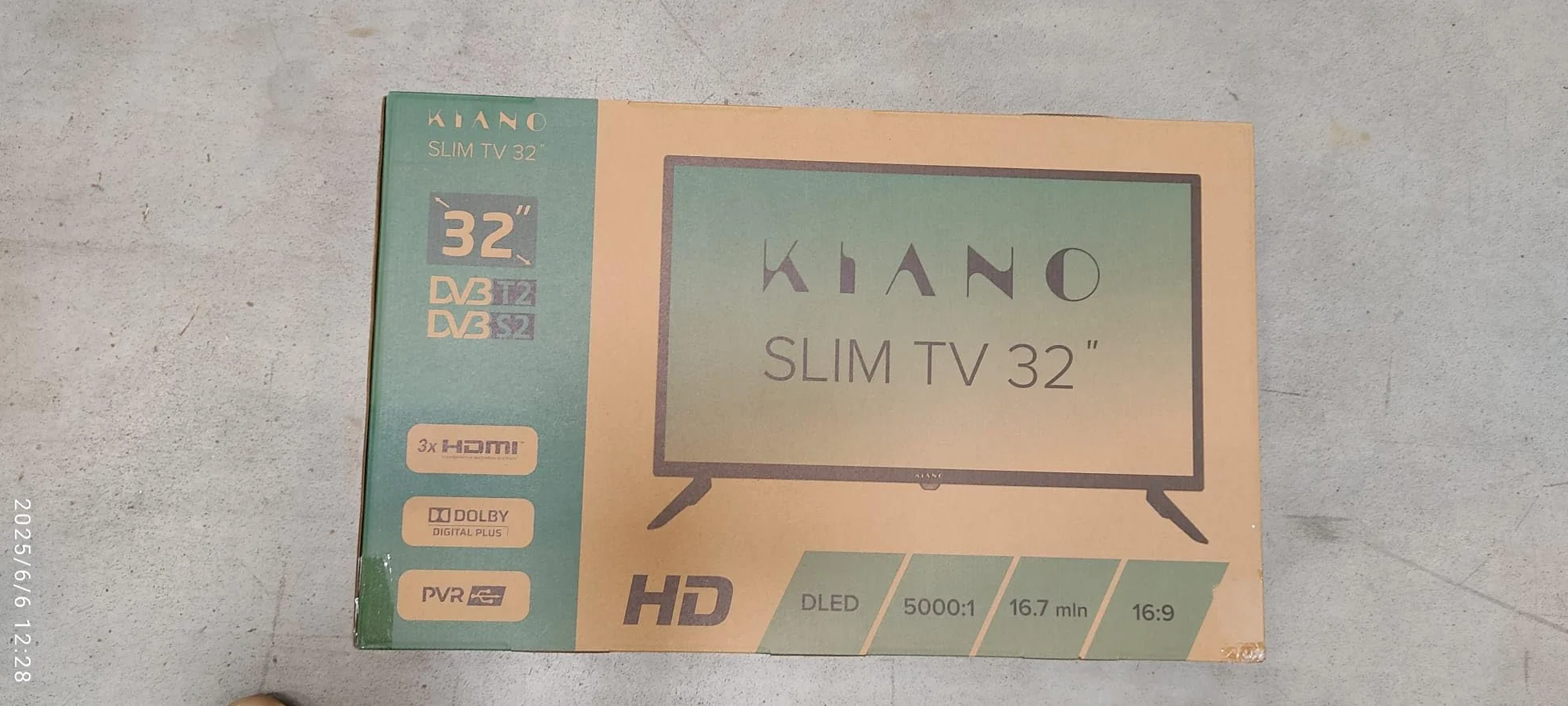 KIANO Slim TV 32" 80 cm DVB-T2 CI+ LED HD HDMI USB Dolby Audio PVR Hotel Mode Czarny