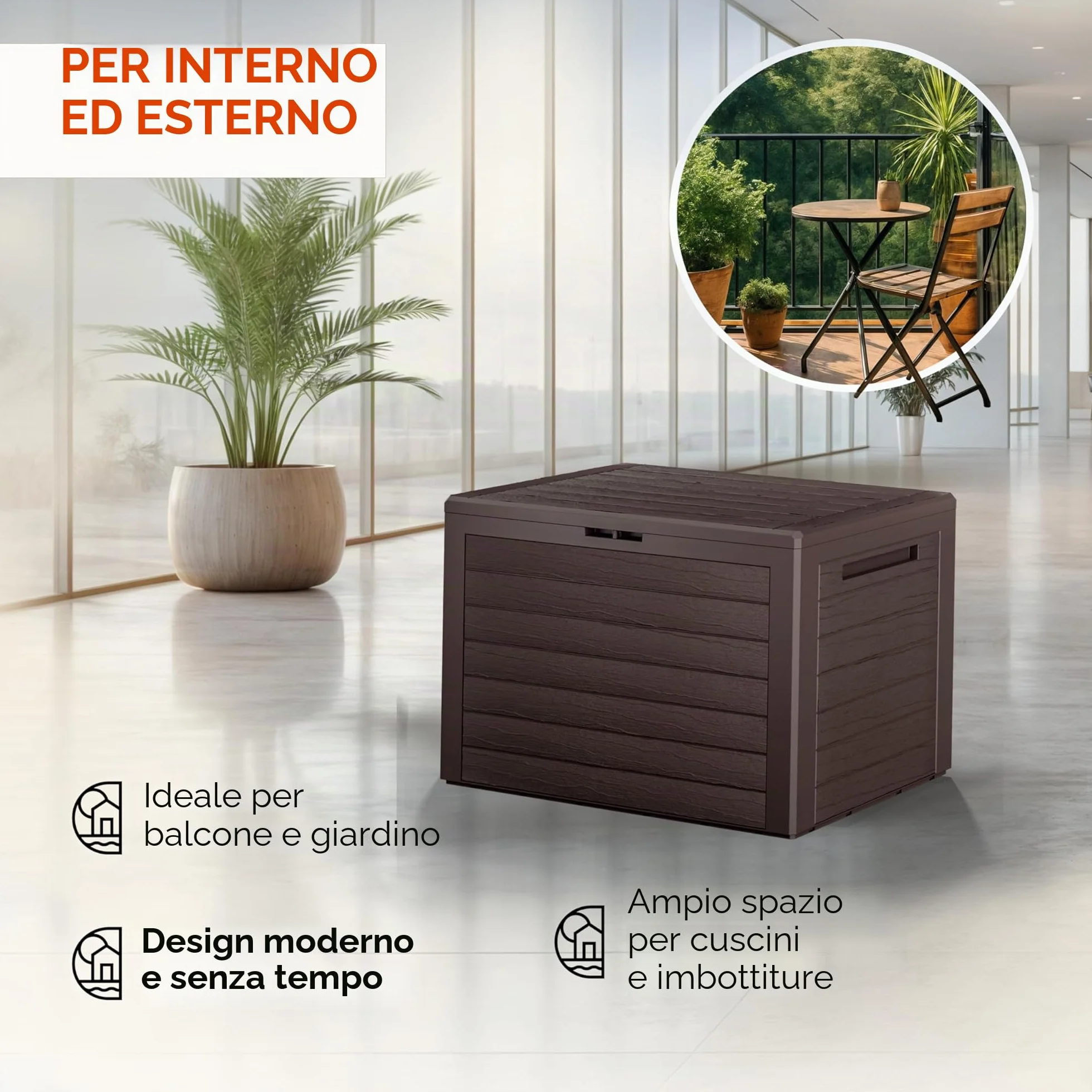 Casaria® Baule da Giardino Lille 190 L Effetto Legno Orgenizer Box Giocattoli 78x44x55cm Multibox Impermeabile Esterni