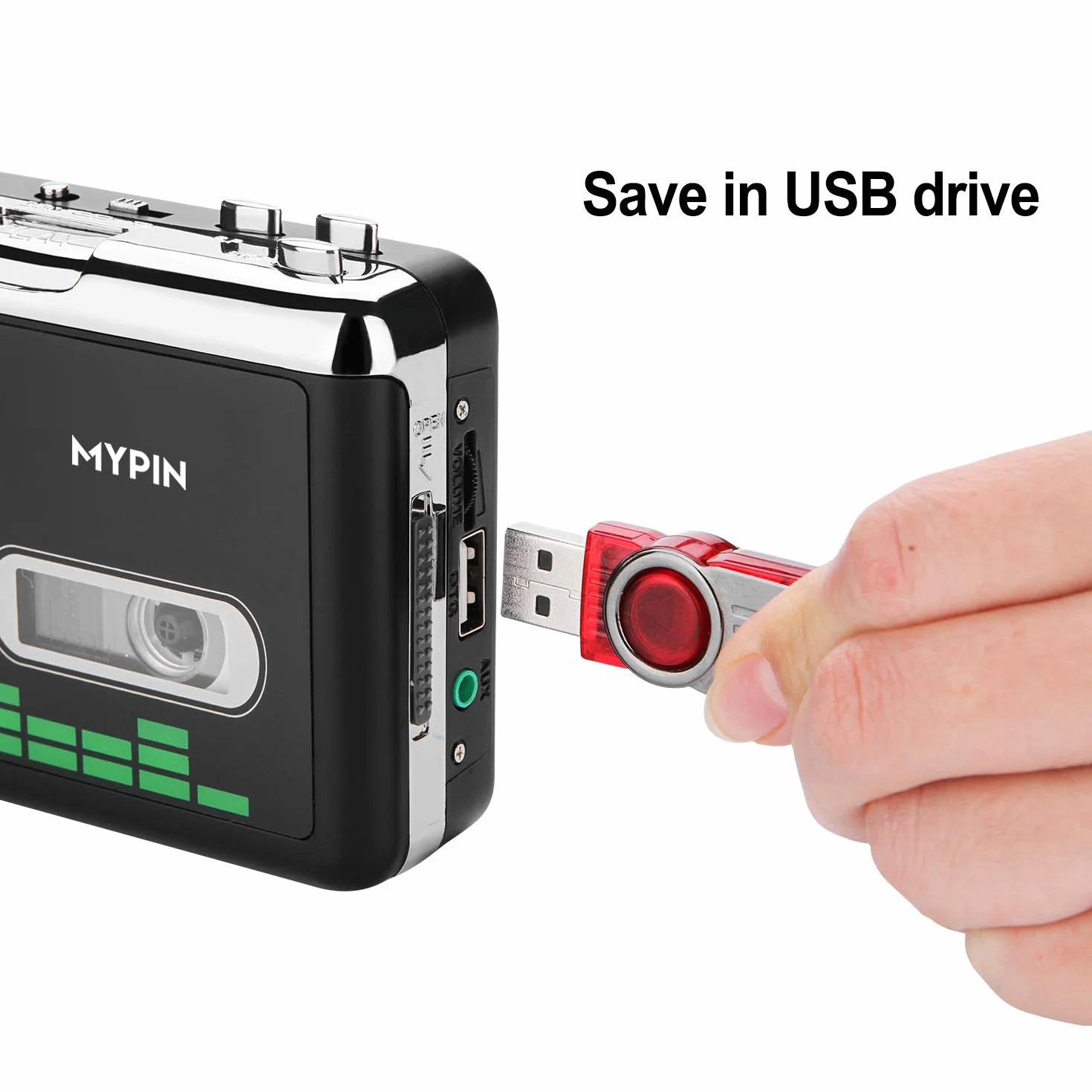 MYPIN Registratore a Cassetta Lettore MP3 Convertitore USB