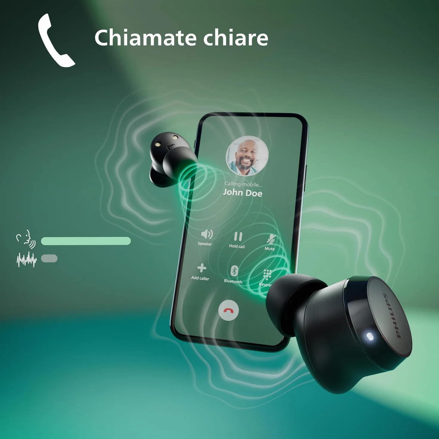 Philips TAT1209BK Cuffie auricolari Bluetooth True Wireless - Nero