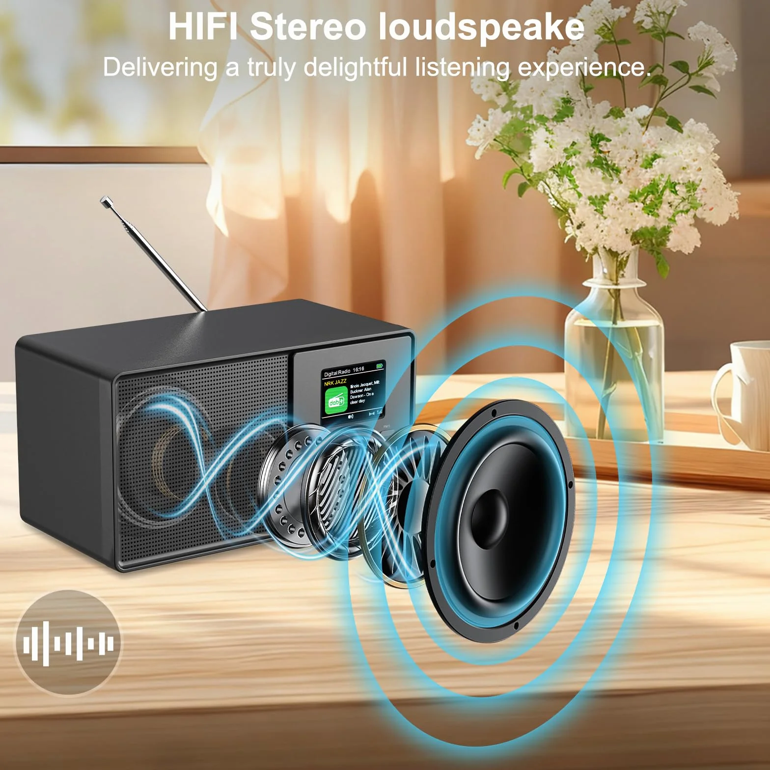 Radio Vintage DAB+/FM Bluetooth 5.0 Radiosveglia Doppio Allarme Telecomando Porta USB AUX 30 Stazioni Preimpostate