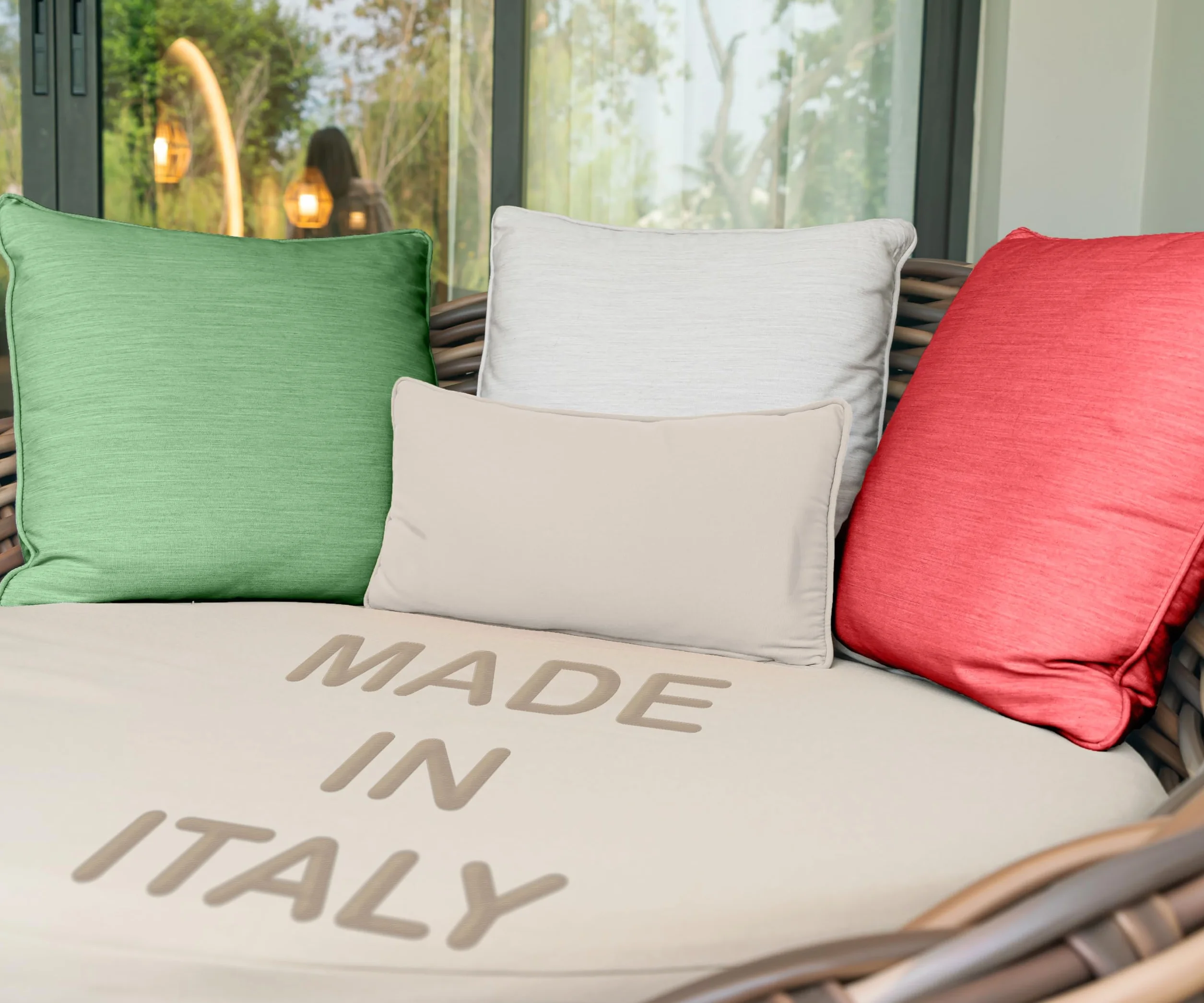 HAND 2 Cuscini da Esterno 53x50 cm, Alto 5 cm - per Sedie da Giardino - Seduta Imbottita, Morbida - Cuscini per Arredo Esterni, Salottini Rattan, 100% Cotone, Prodotto in Italia (Antracite)