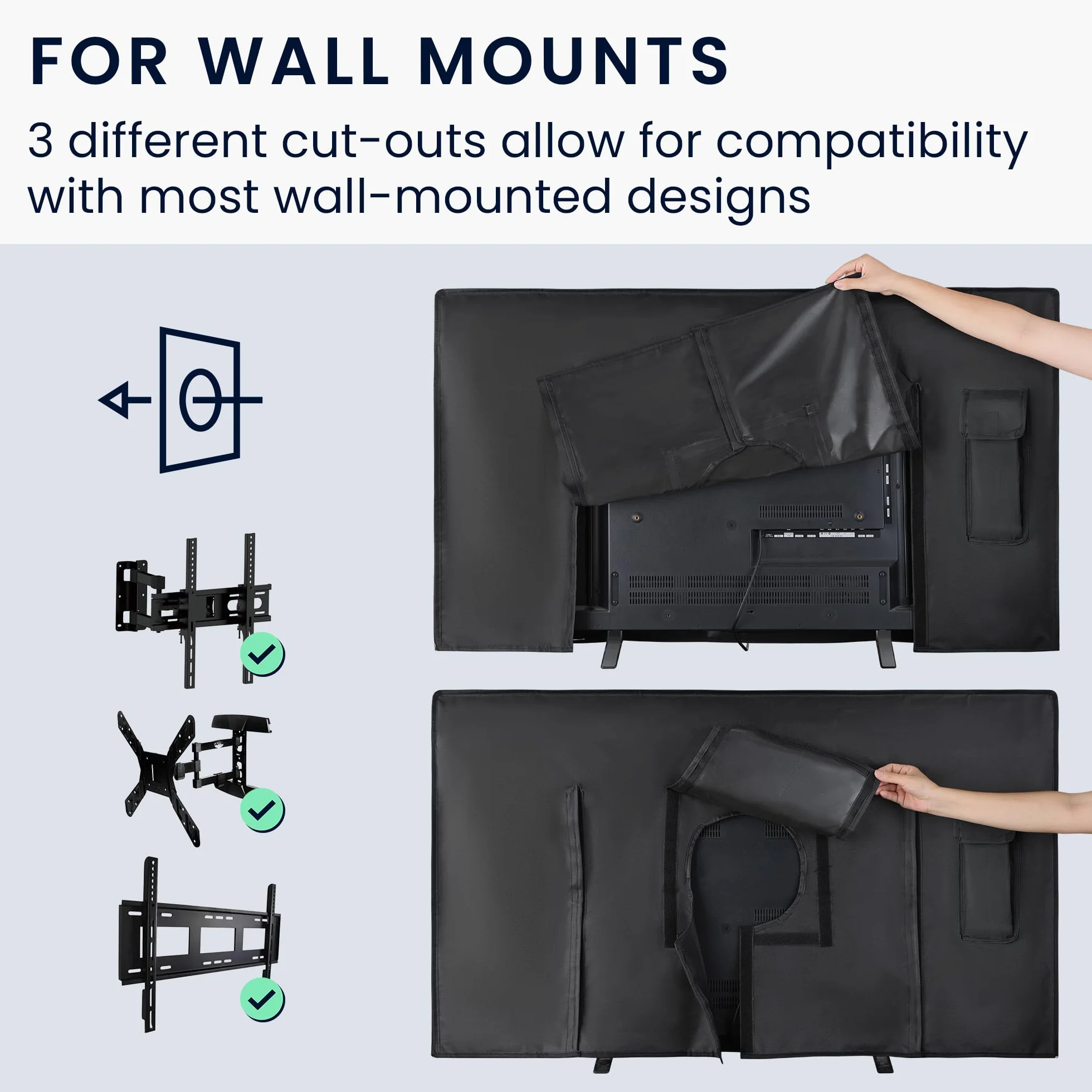 kwmobile Protezione per 49-50" TV Cover Impermeabile Antipolvere Nero