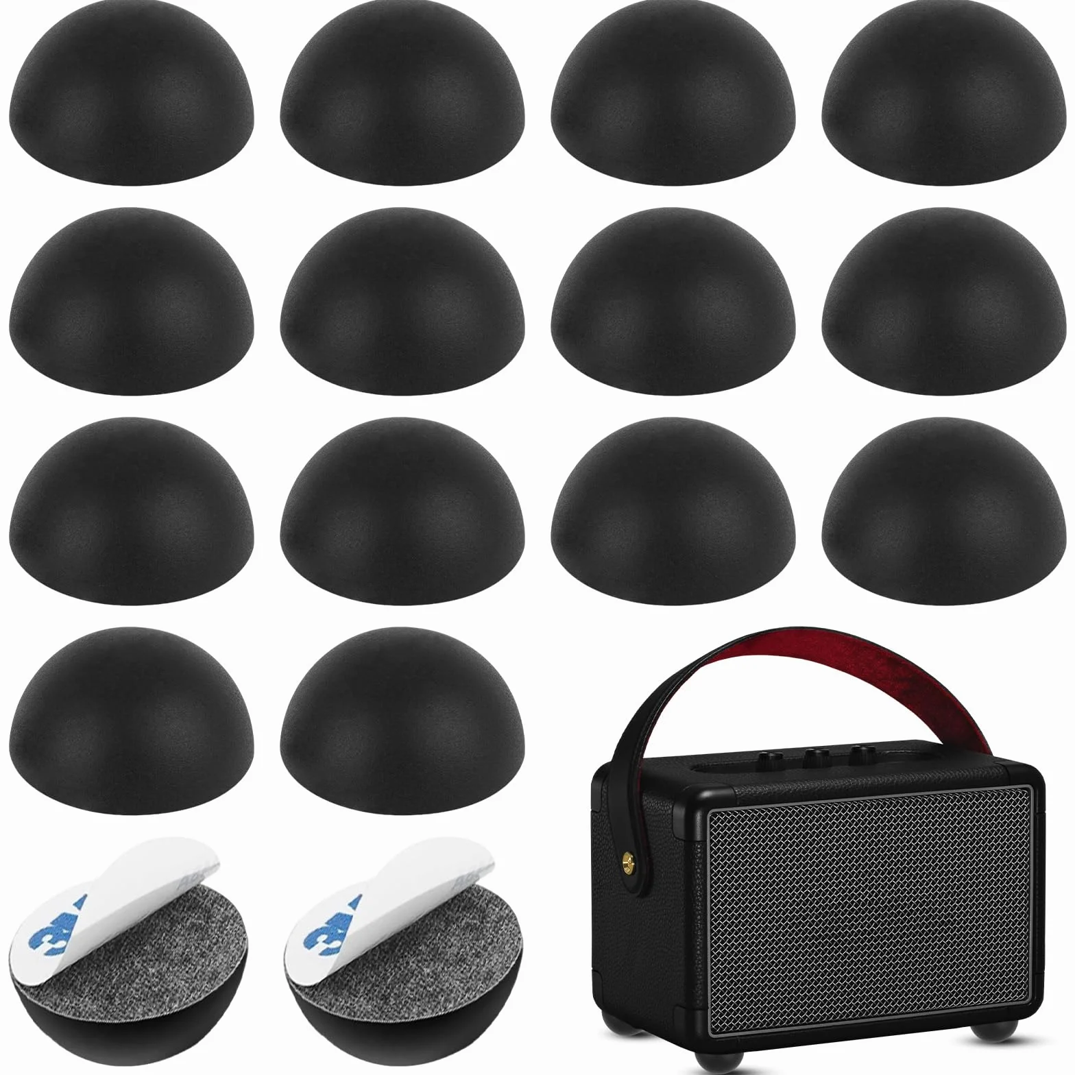 Piedini Isolanti Autoadesivi in Silicone 30mm x 15mm per Altoparlanti e Giradischi (Nero)