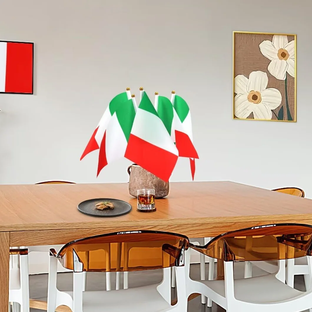 Bomtop 50 Pezzi Bandiera Italiana a Manovella 21 x 14 cm per Festa Nazionale, Eventi Sportivi, Decorazione Interna Esterna