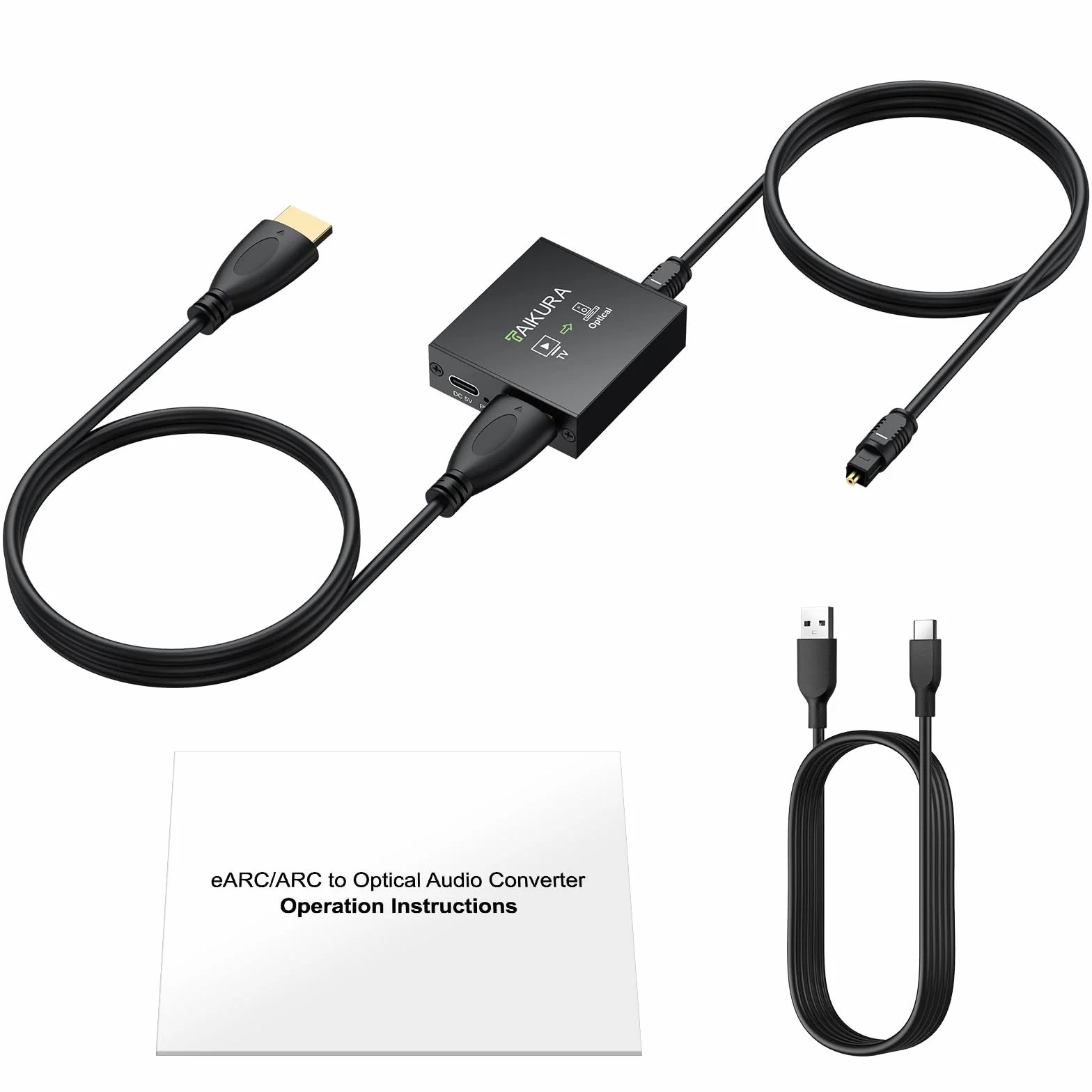 Convertitore Audio eARC/ARC a Ottica 24bit/192kHz PCM 2.0 Dolby DTS 5.1 HDMI Audio Extractor con Cavi per TV Soundbar