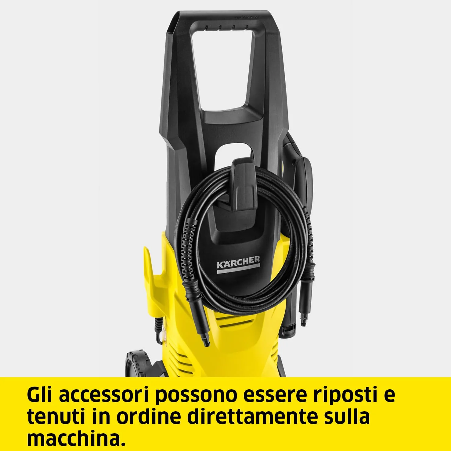 Kärcher Idropulitrice K 3, Pressione max 120 bar, Portata 380 l/h, Area di lavoro 25 m²/h, Filtro acqua, Pistola e Tubo Alta Pressione 6m, Serbatoio detergente, Ugello mangiasporco, Lancia Vario Power