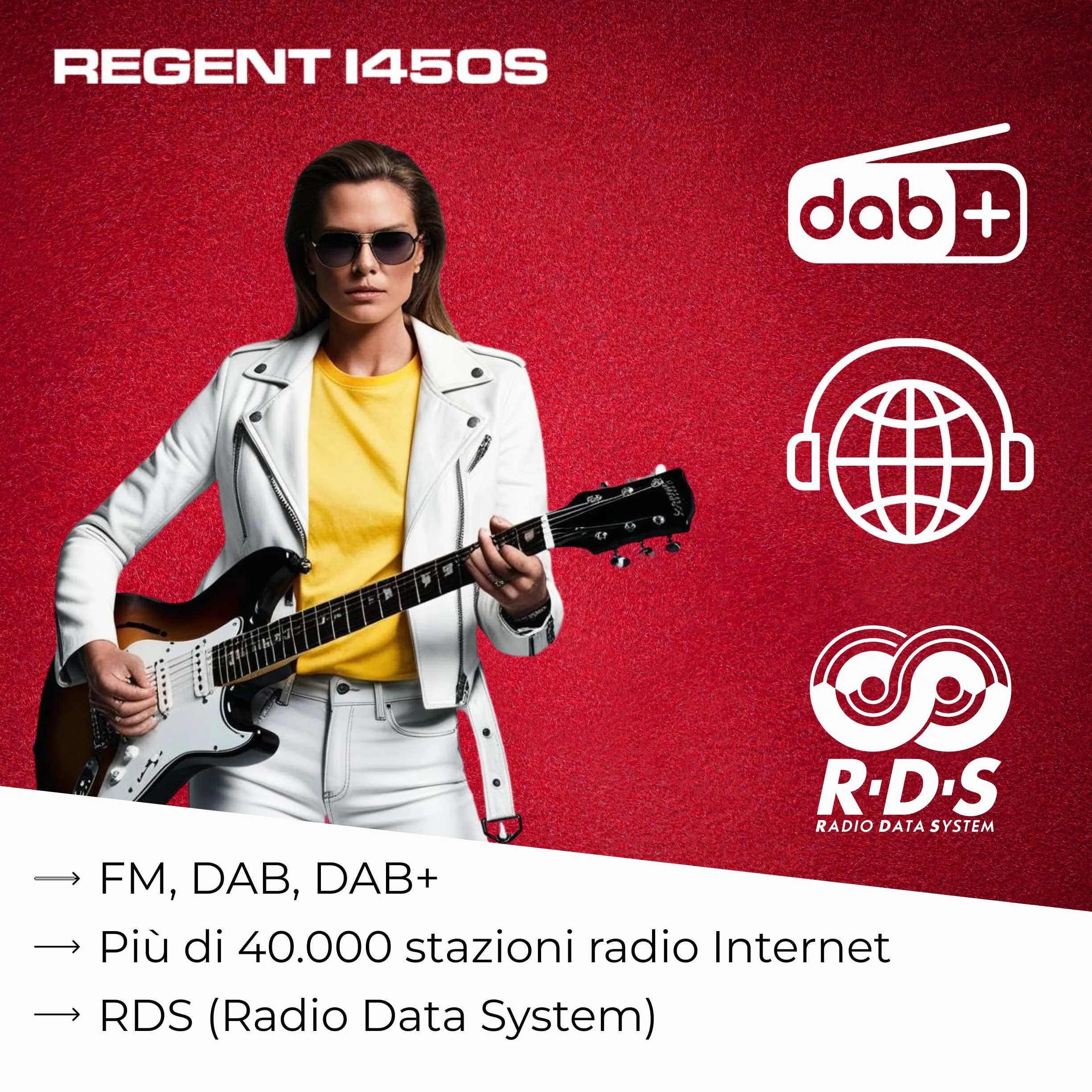 Ferguson Regent i450s DAB+ Digital Internet Radio with Spotify Connect, Bluetooth, AUX, USB, Hi-Fi Home Stereo, Doppio Allarme, Telecomando Nero
