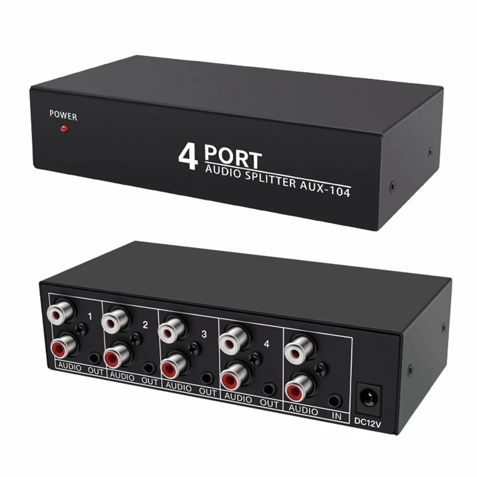 Splitter Audio 1 in 4 Uscite L/R Aux Stereo Distributore 1X4 per PC Dvd Altoparlante
