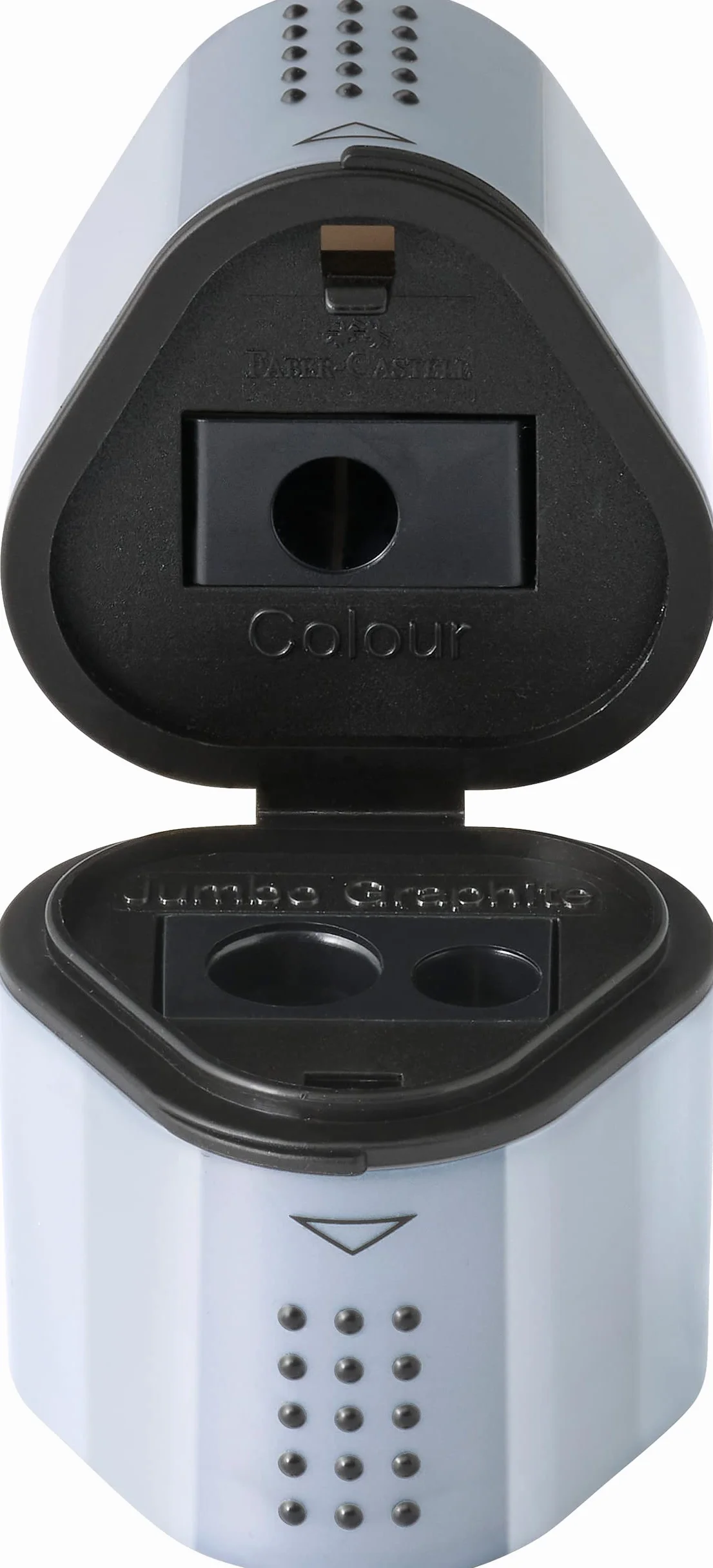 Faber-Castell 183800 Temperamatite Grip Tub Box, Ergonomico Trio per Matite Standard e Jumbo