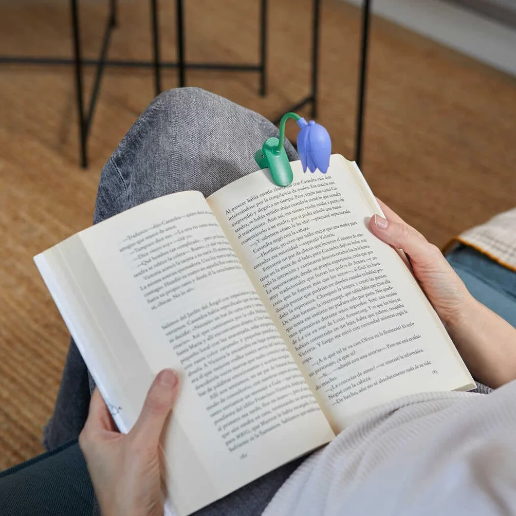 Balvi Lampada Flessibile con Clip a Forma di Tulipano per Lettura Colore Lilla